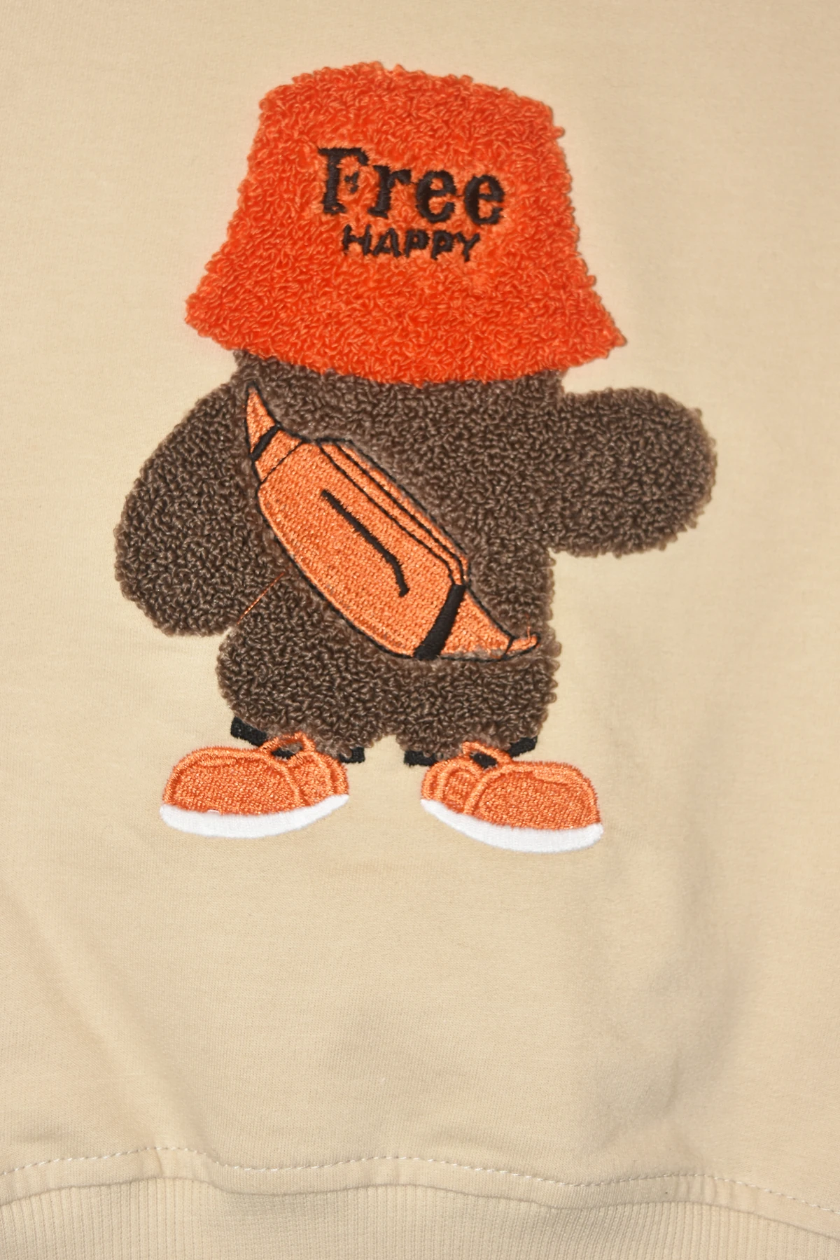 Erkek Çocuk %100 Pamuk Free Happy Süzene Nakışlı Paça Lastikli Trend Takım - 2146 - Bej