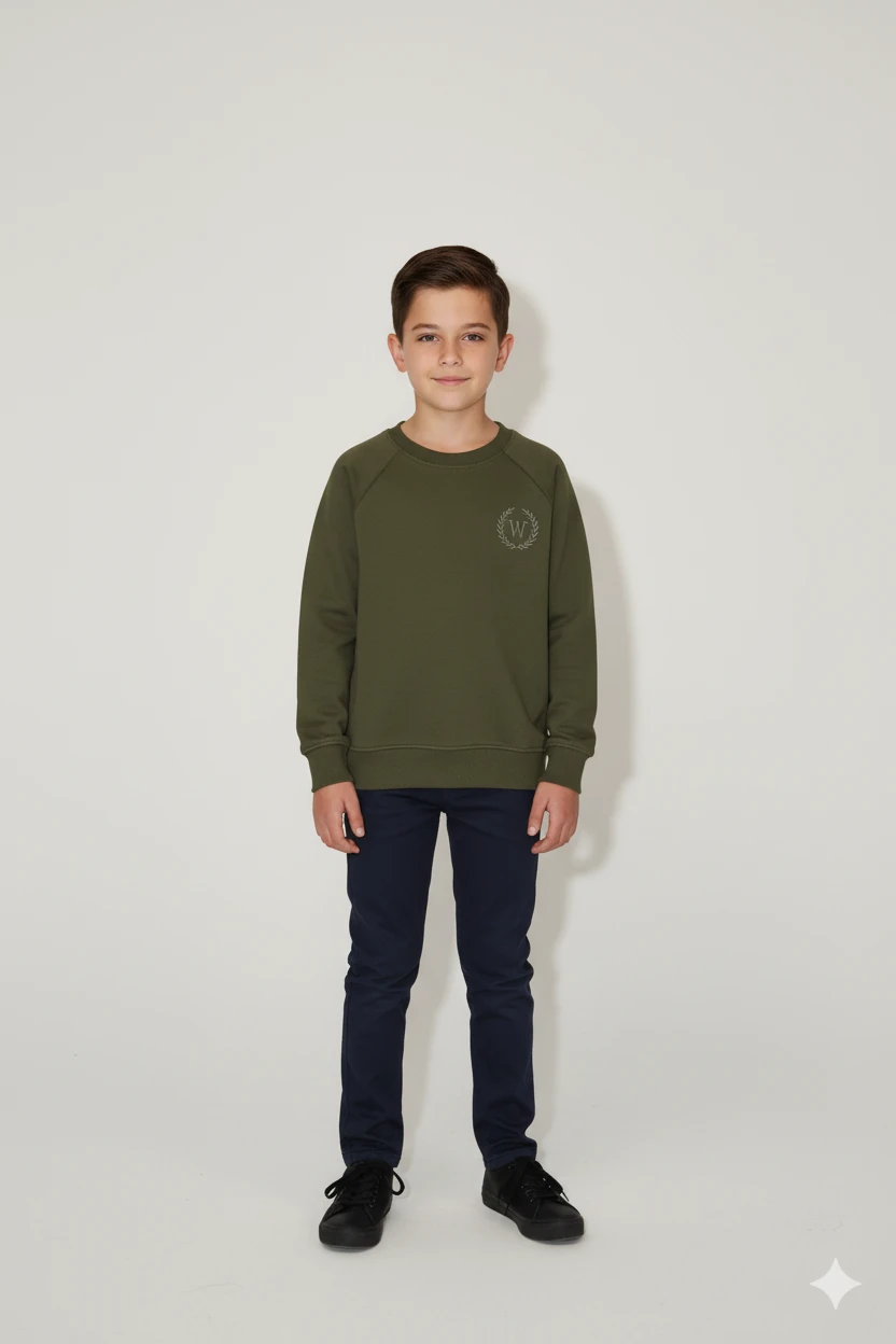 Erkek Çocuk Reglan Kol Pike Kumaş Yüksek Kaliteli Trend Sweatshirt - 1020/1003 - Haki