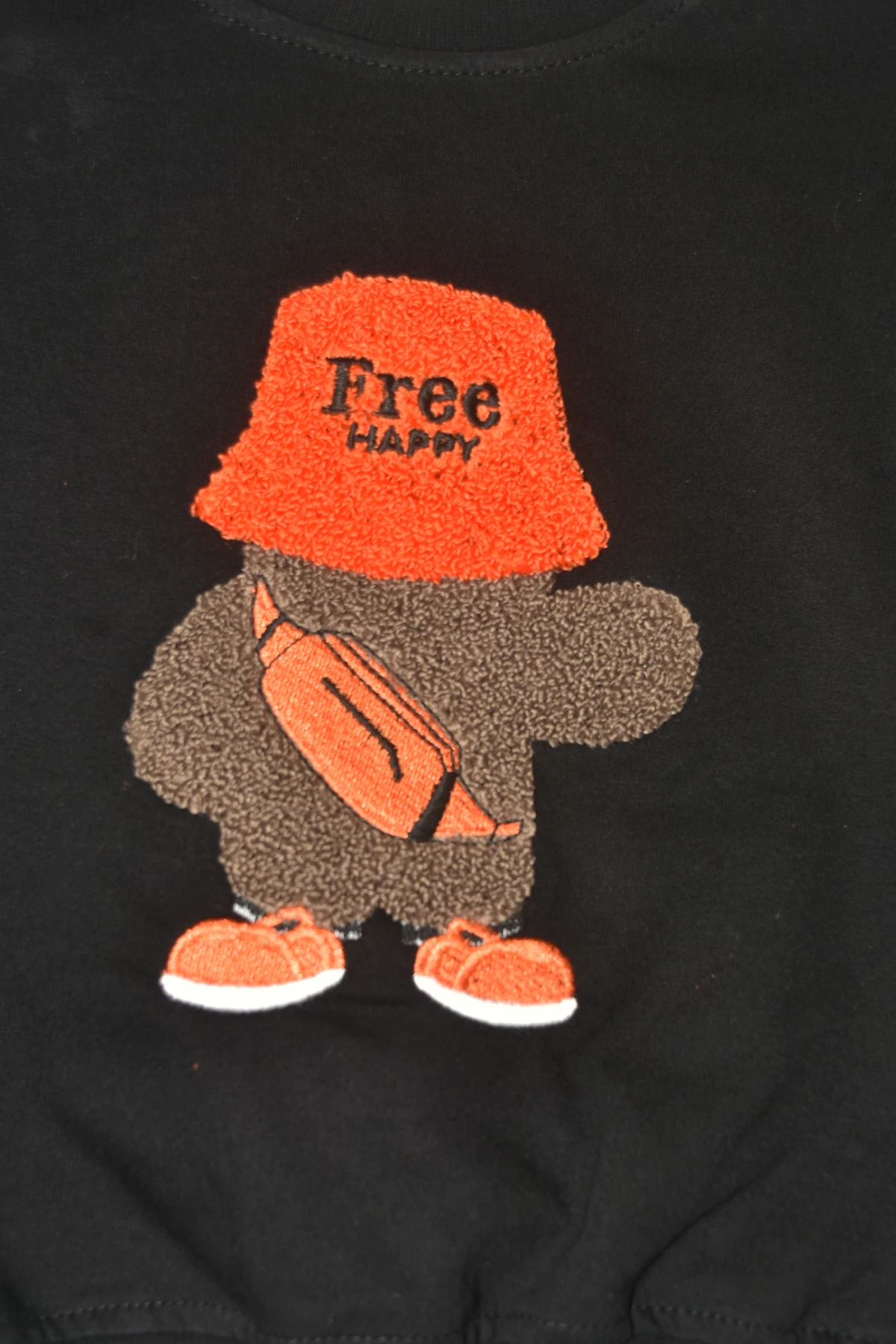 Erkek Çocuk %100 Pamuk Free Happy Süzene Nakışlı Paça Lastikli Trend Takım - 2146 - Sıyah