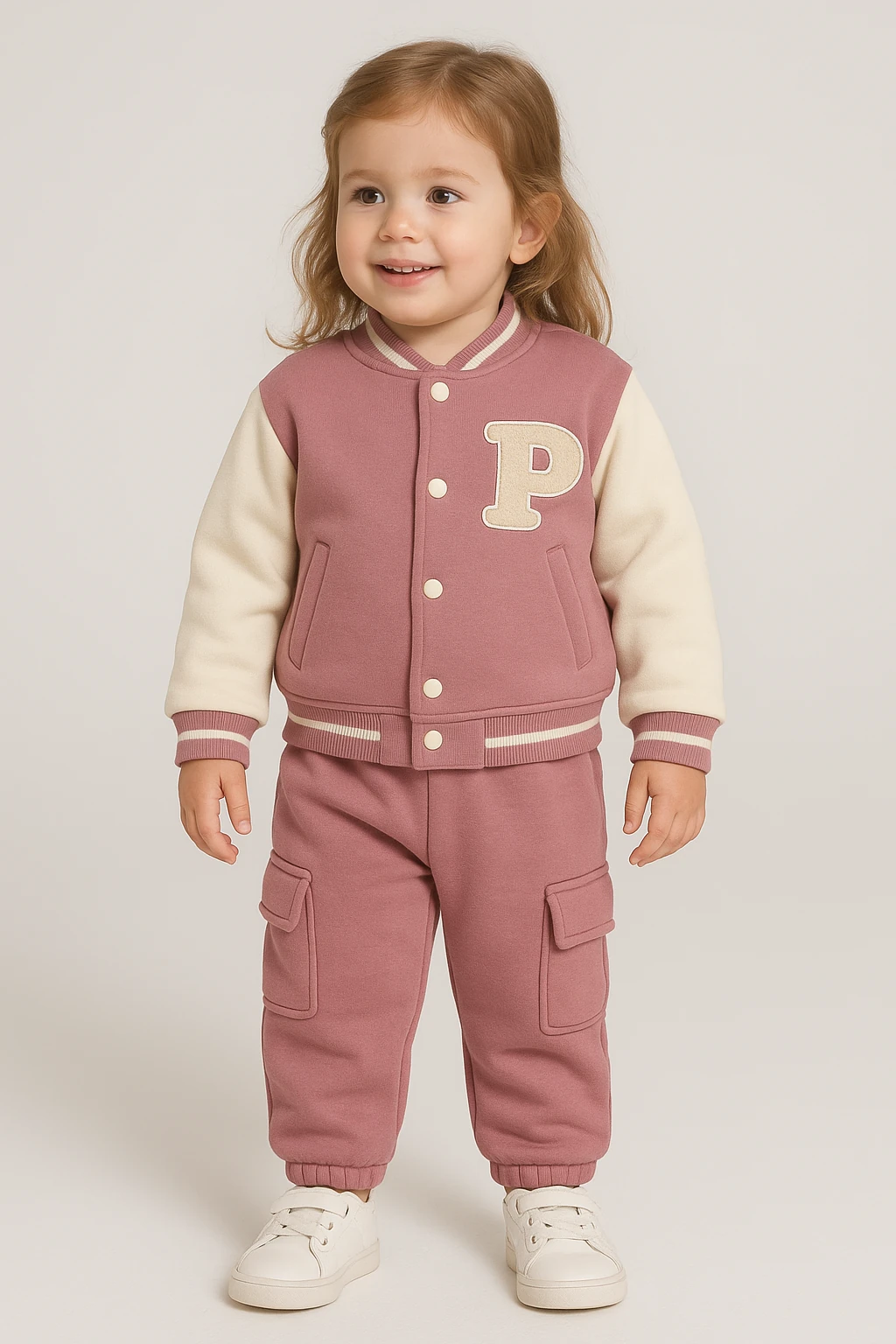 Kız Çocuk Nakışlı Kargo Cepli Kolej Montlu 2 li Takım - MCS 35