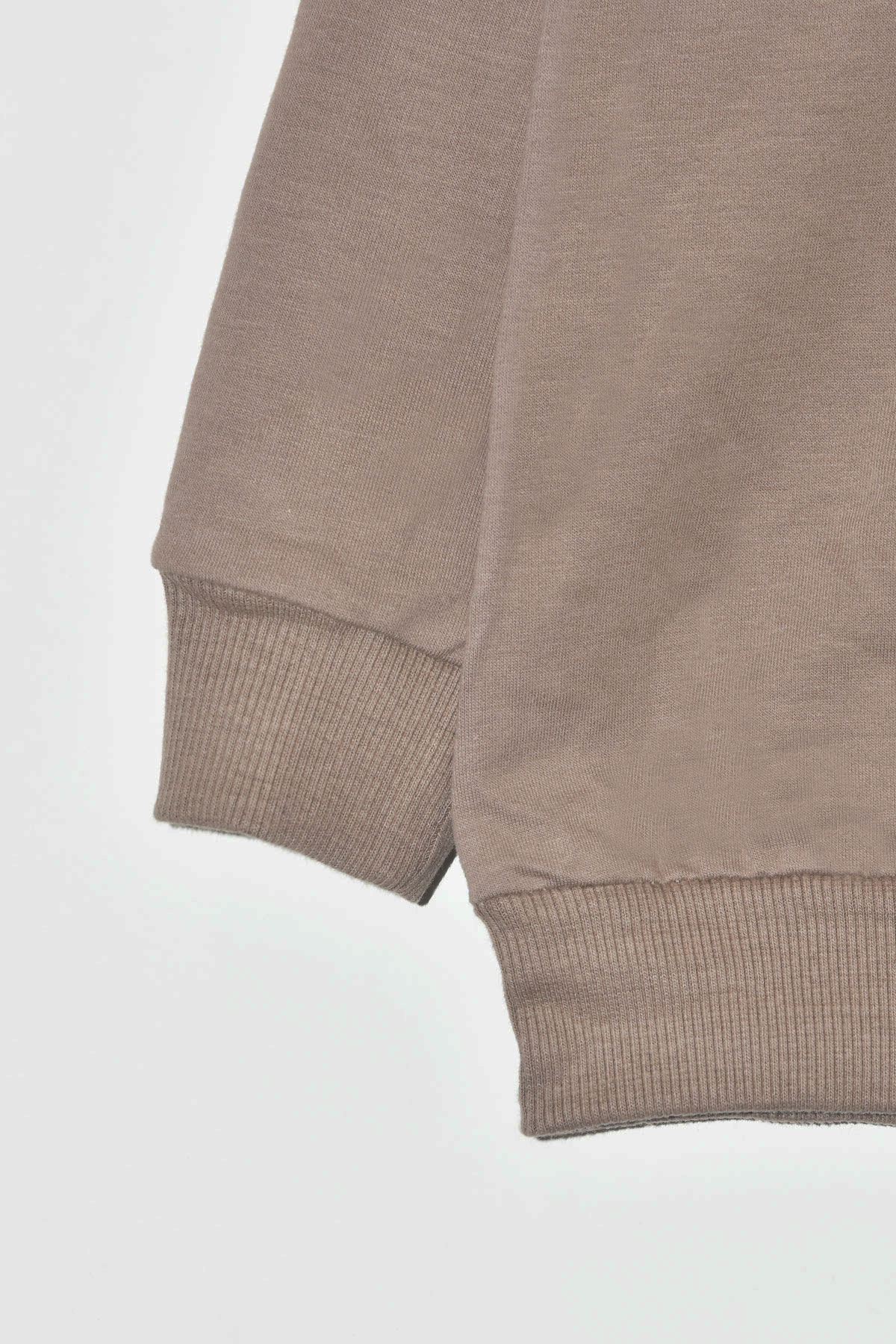 Kız Çocuk %100 Pamuk Kalp Desenli Bisiklet Yaka Trend Sweatshirt - 1022S - Kahverengi