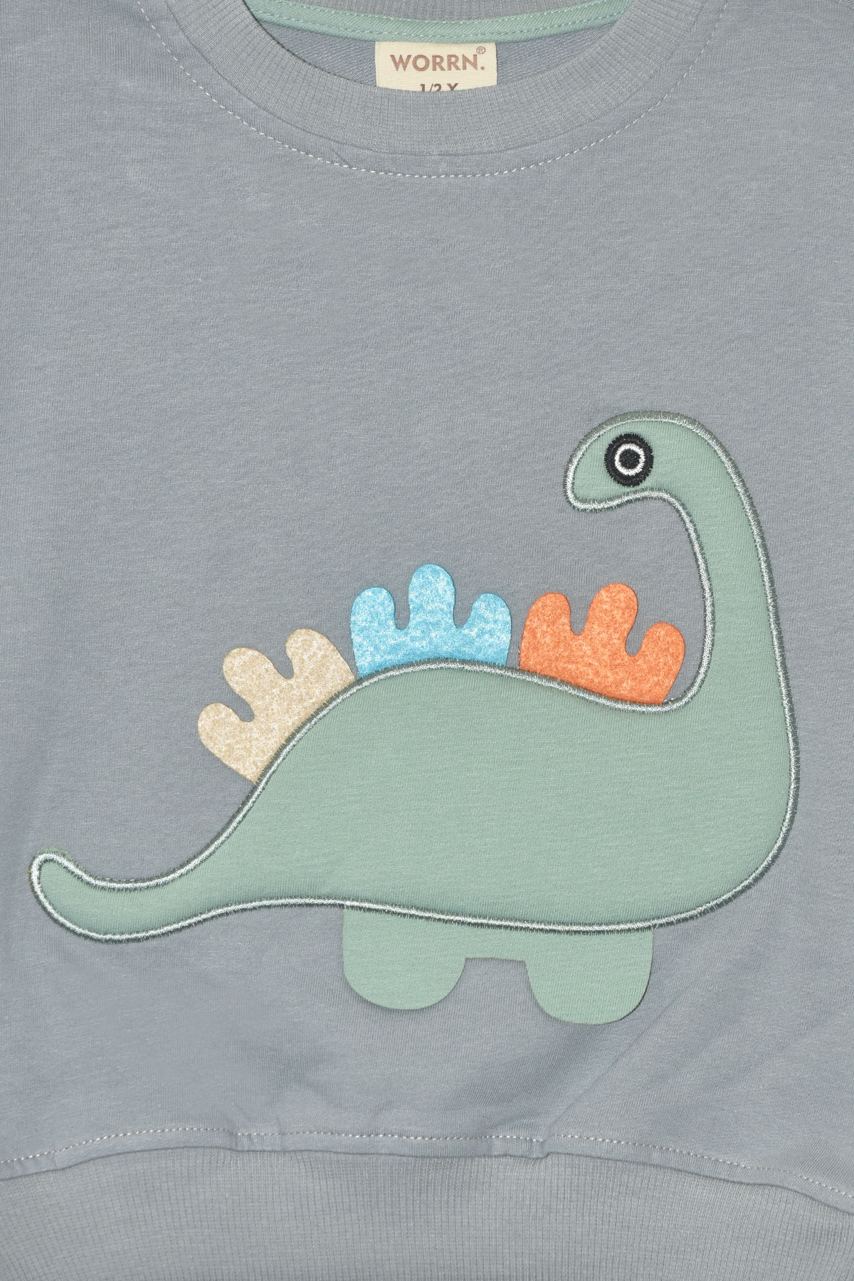 Erkek Çocuk %100 Pamuk Dinozor Nakışlı Paça Lastikli Cepli Trend Takım - 2145 - Yeşil-Gri