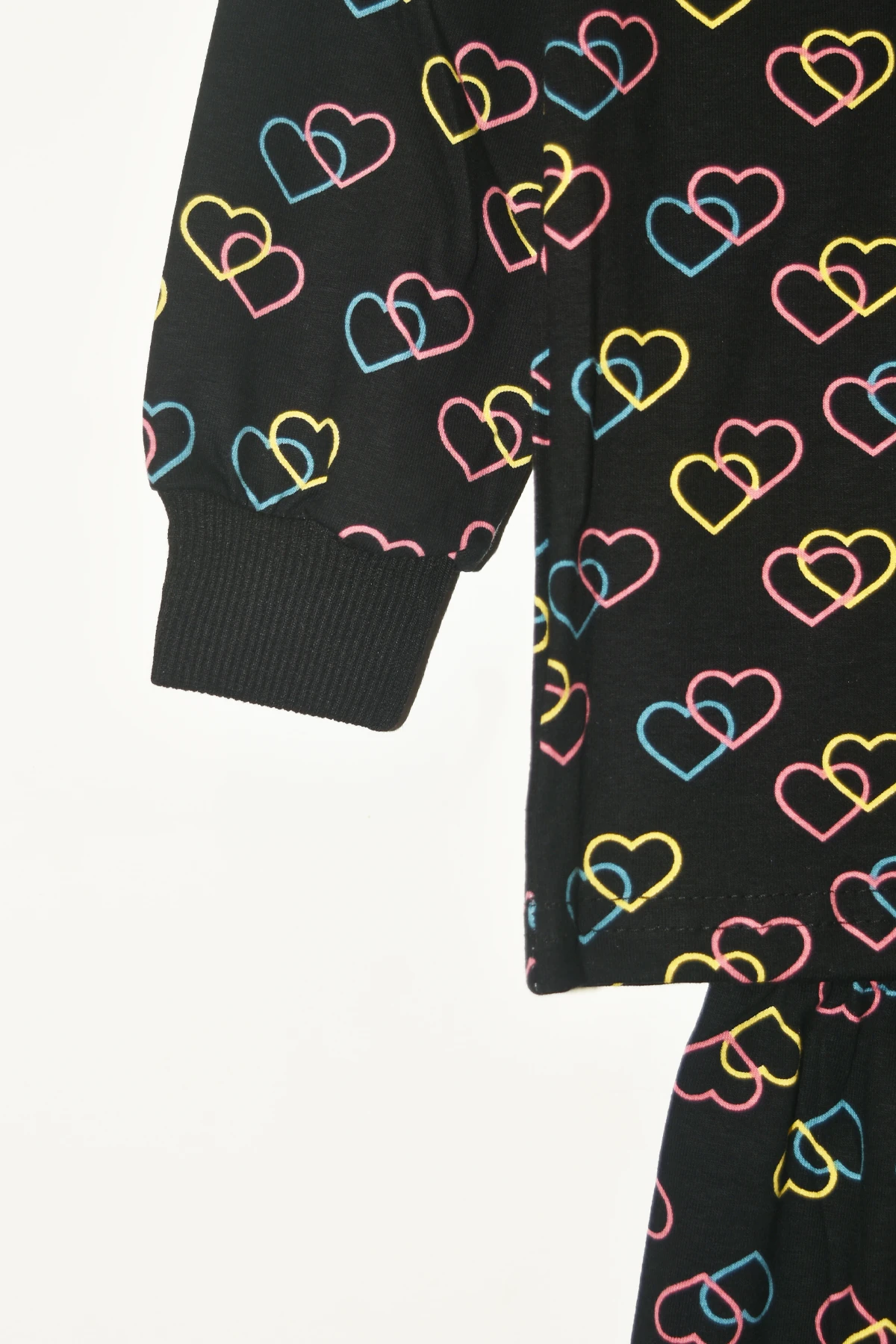 Kız Erkek Çocuk Desenli Pamuklu Rahat Pijama Takımı - 1040 - Siyah