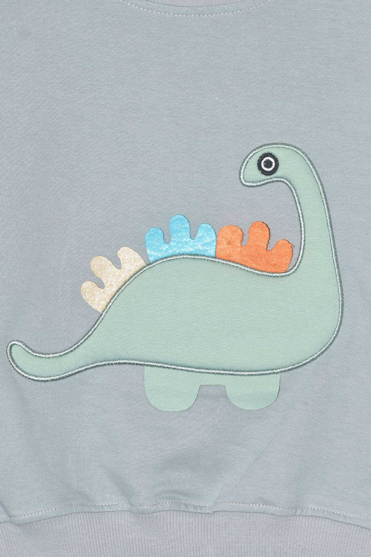 Erkek Çocuk %100 Pamuk Dinozor Nakışlı Sweatshirt 2145-1 - Gri Yeşil