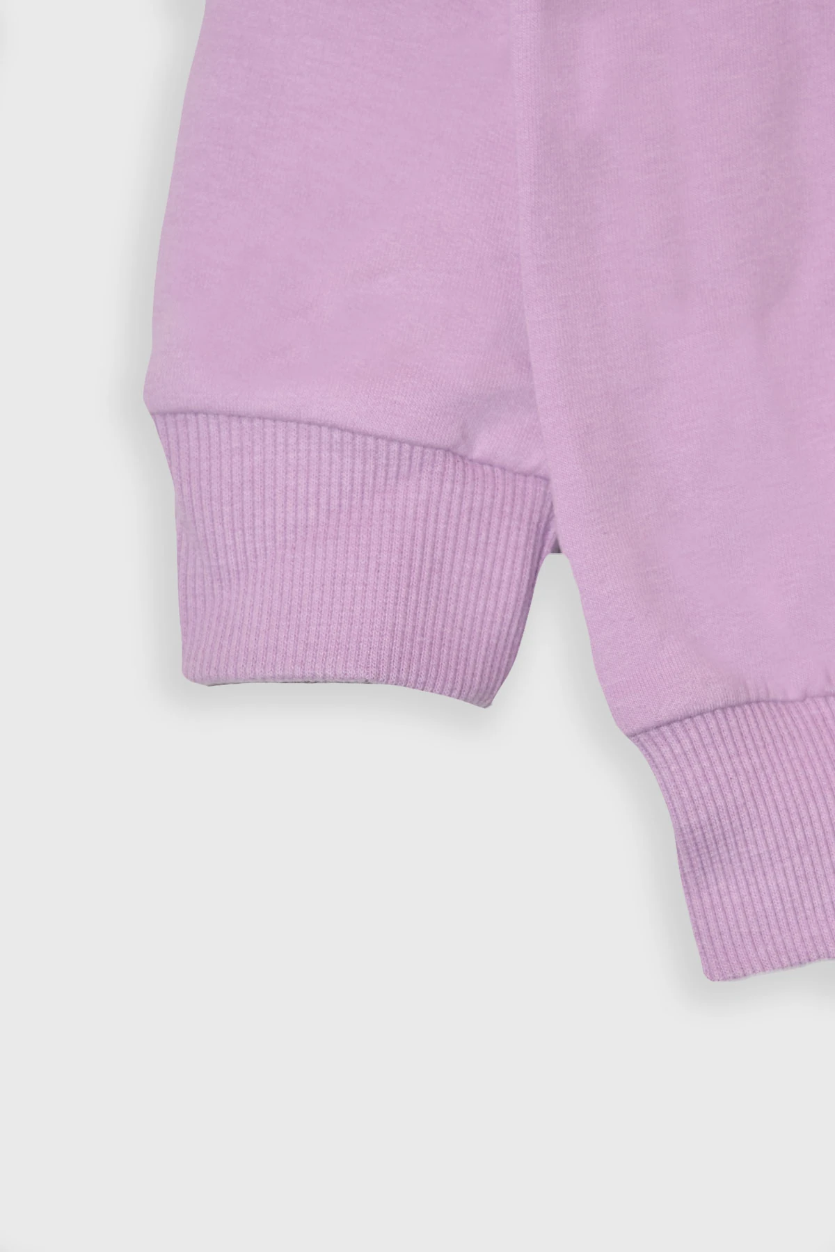 Kız Çocuk %100 Pamuk Kalp Desenli Bisiklet Yaka Trend Sweatshirt - 1022S - Lila