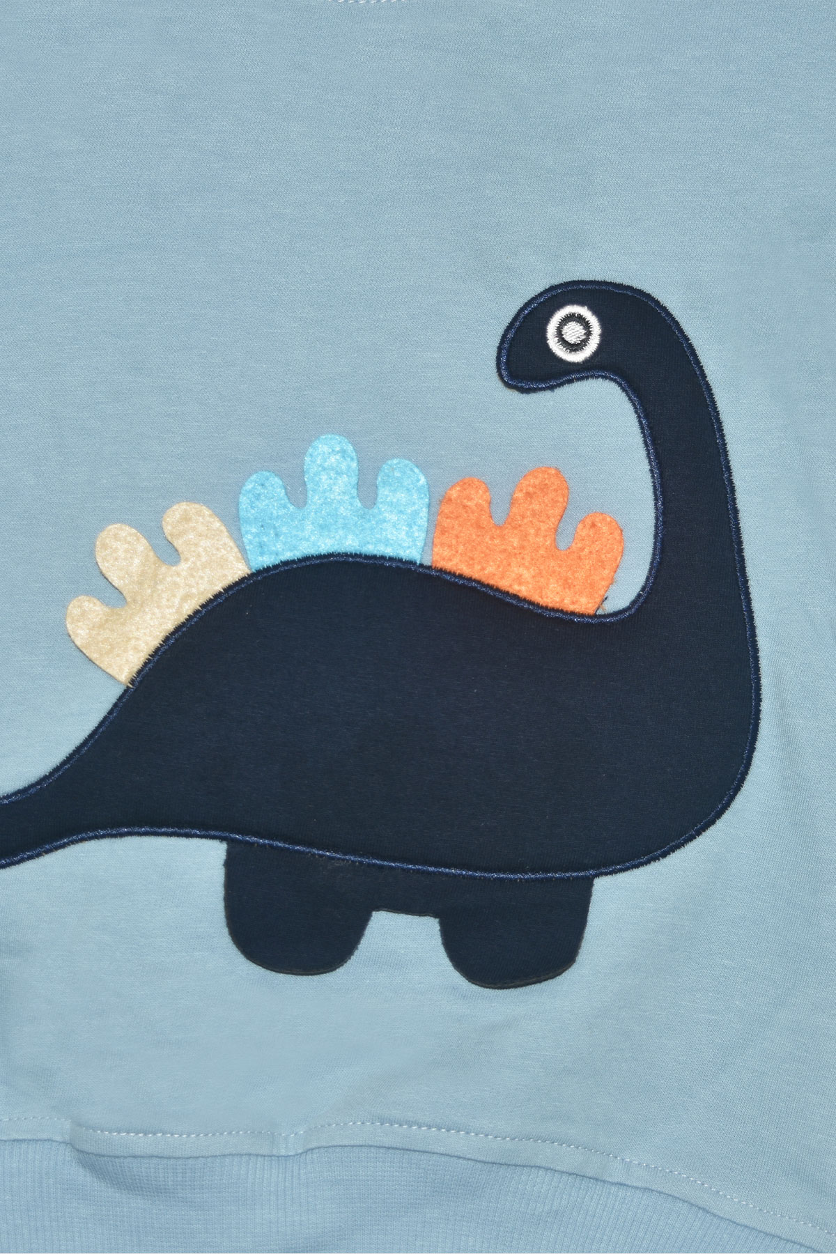 Erkek Çocuk %100 Pamuk Dinozor Nakışlı Paça Lastikli Cepli Trend Takım - 2145 - Laci-Mavi