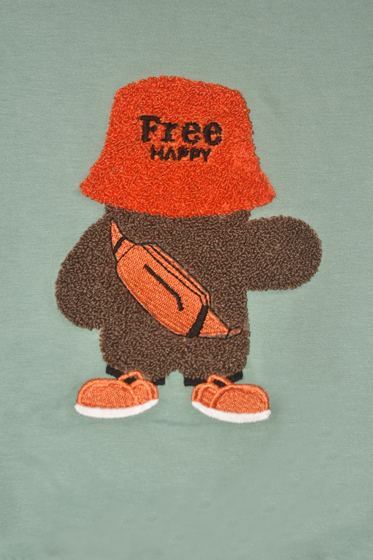 Erkek Çocuk %100 Pamuk Free Happy Süzene Nakışlı Paça Lastikli Trend Takım - 2146 - Mınt