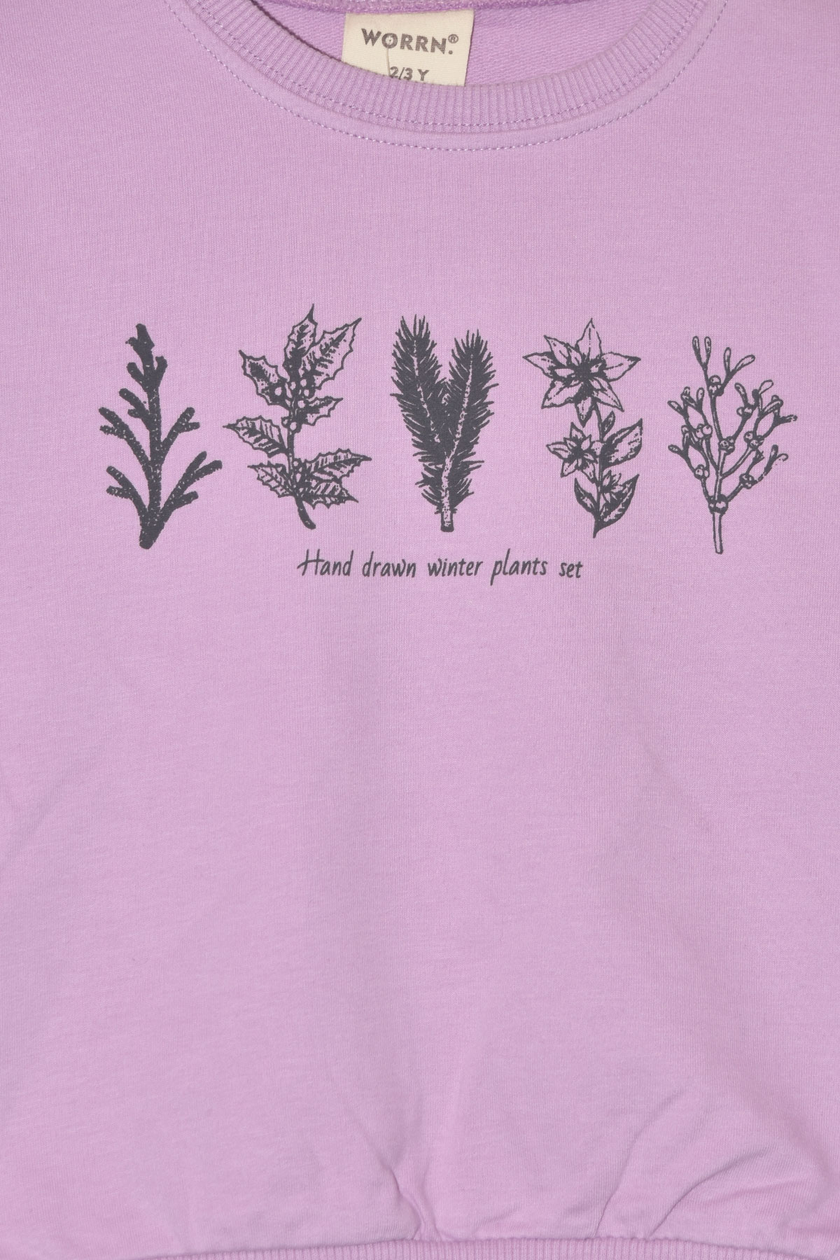 Kız Çocuk %100 Organik Pamuk Bitki Baskılı Yumuşacık Trend Eşofman Takımı - 1008 - Lila