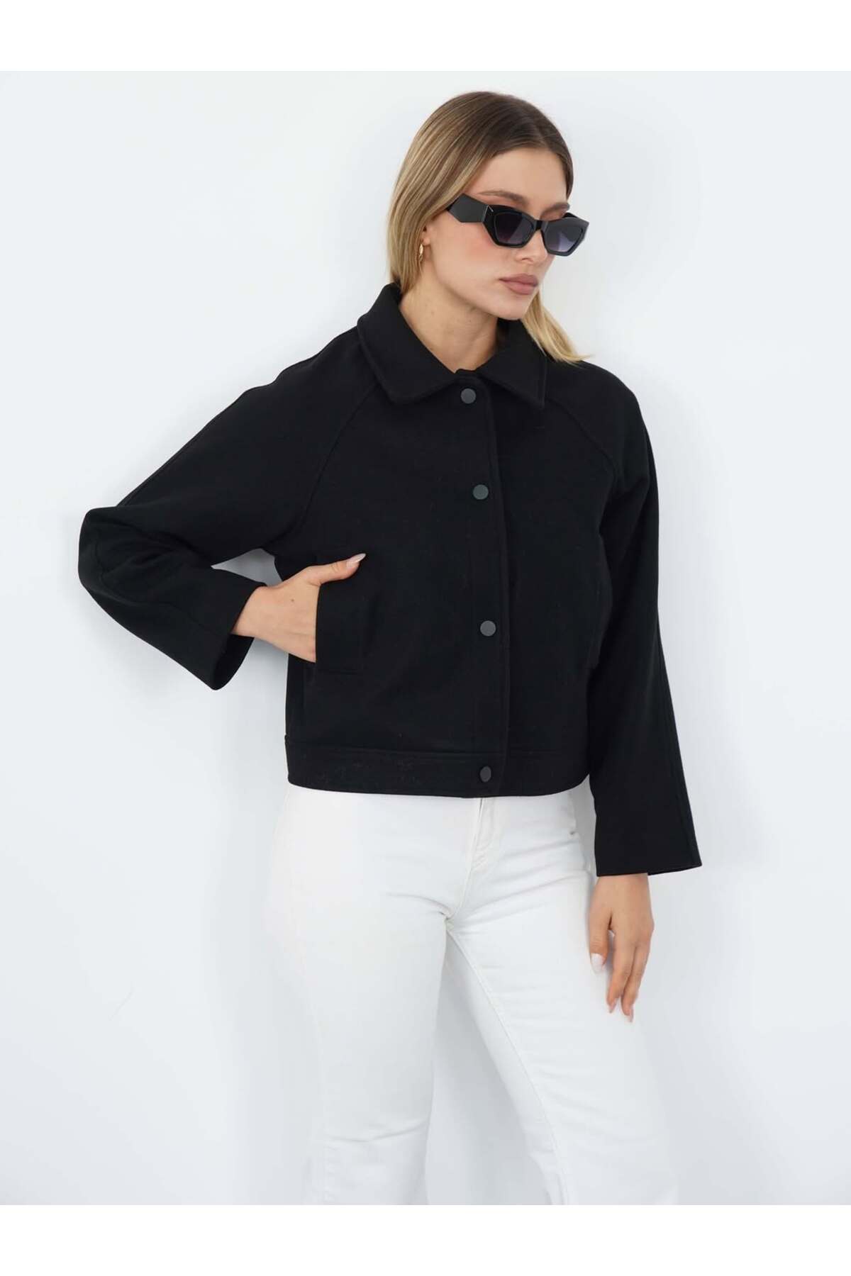 REGLAN KISA KOL KAŞE CEKET (Cepli, Astarlı)