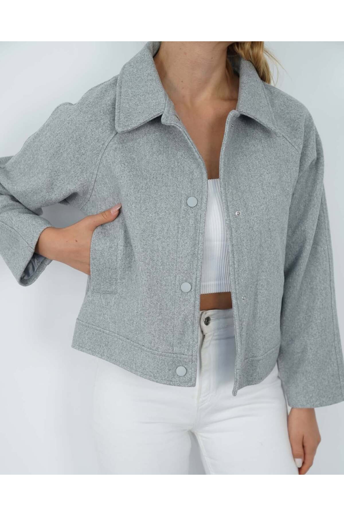 REGLAN KISA KOL KAŞE CEKET (Cepli, Astarlı)