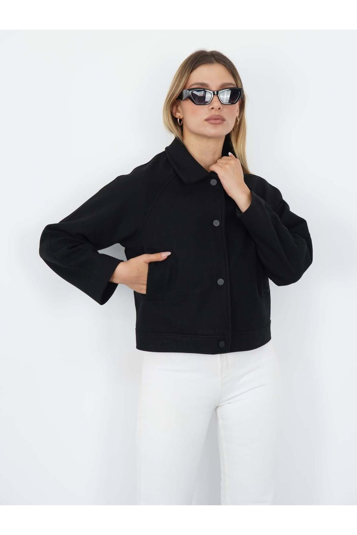 REGLAN KISA KOL KAŞE CEKET (Cepli, Astarlı)