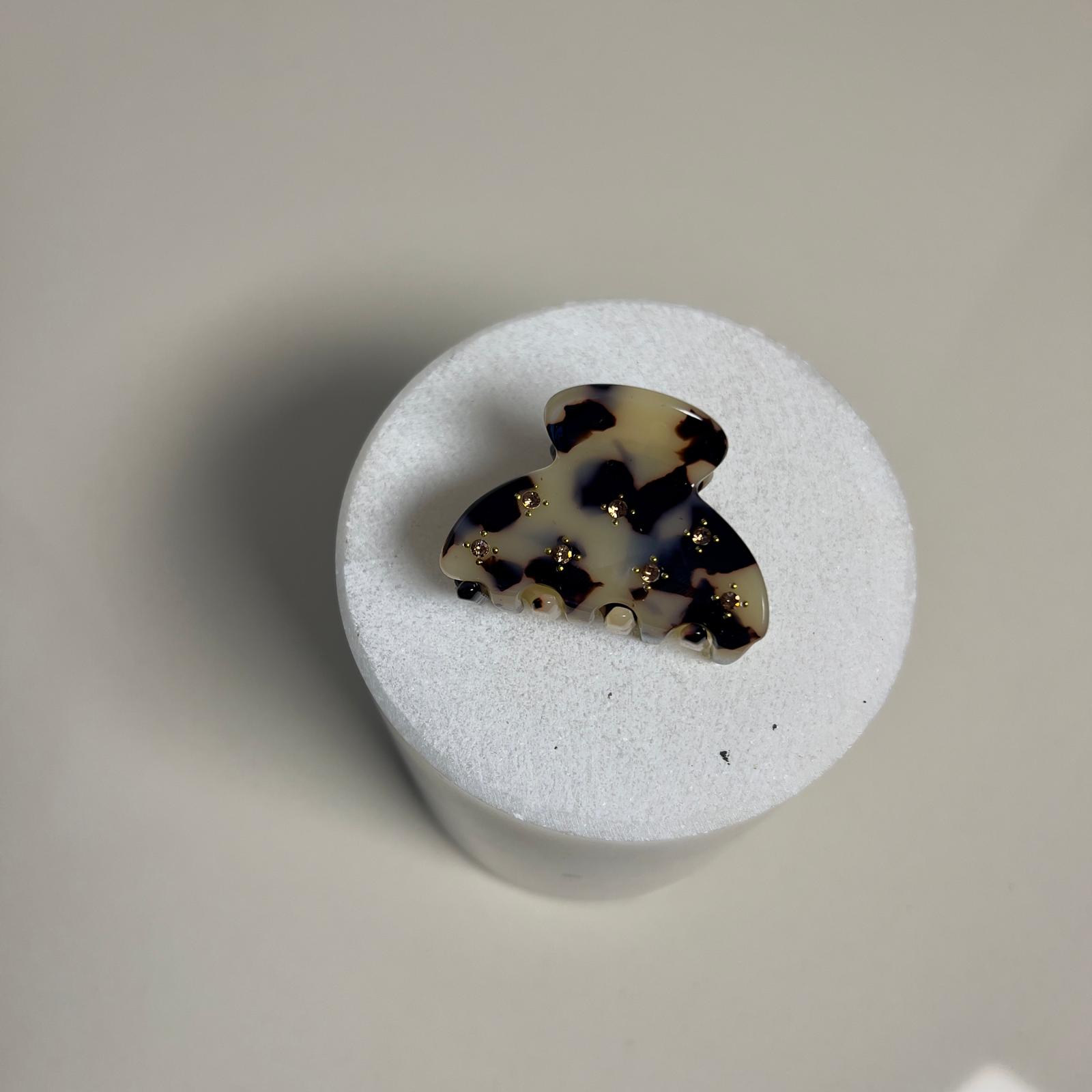 Leopard Glitter Hair Clips  - Krem Leopar