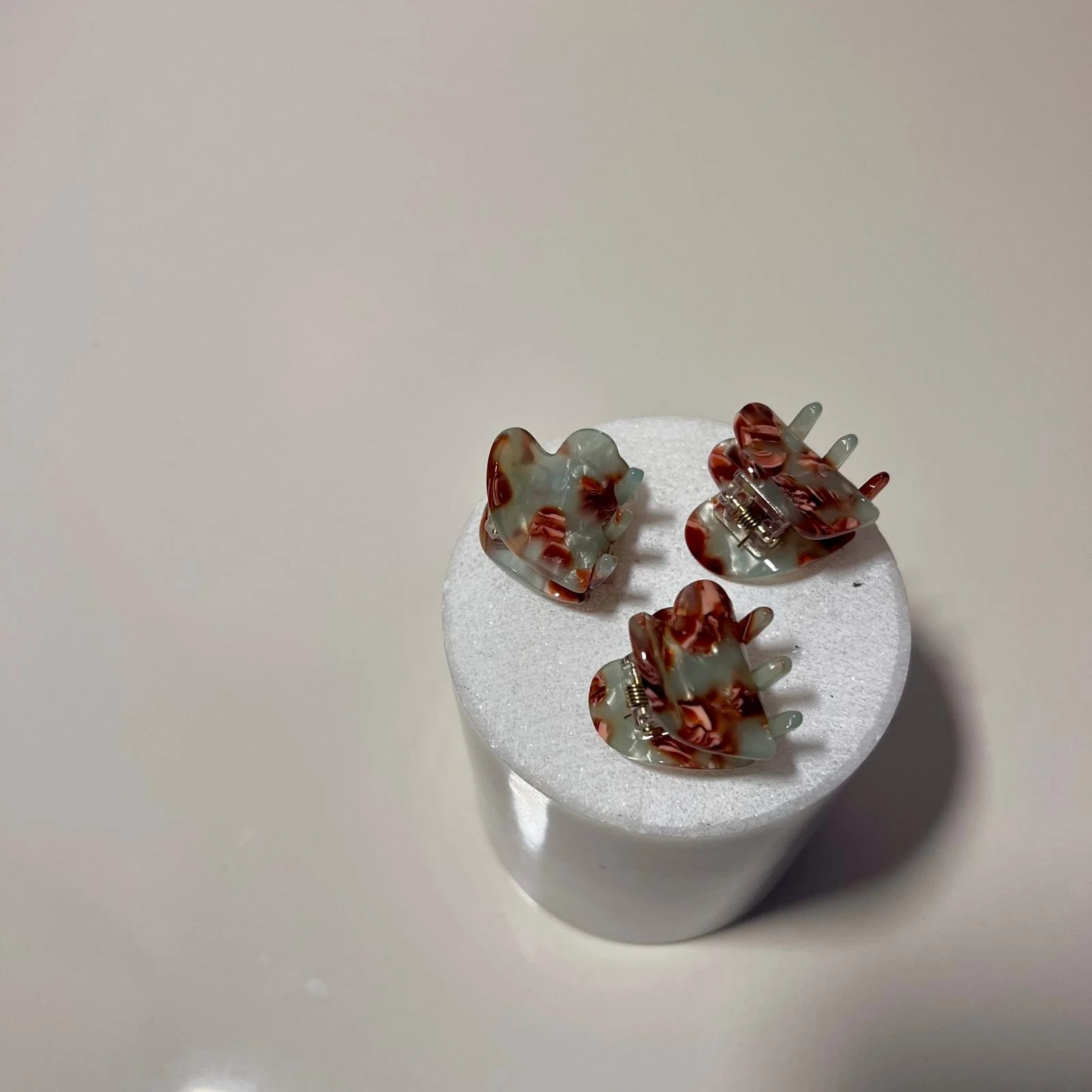 Heart M Hair Clips - Mint Kahve