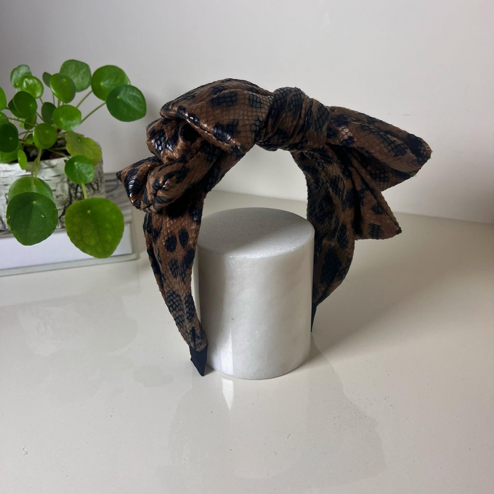 LEATHER LEOPARD - Leopar Desenli Kumaş Taç Kadın Saç Aksesuarı