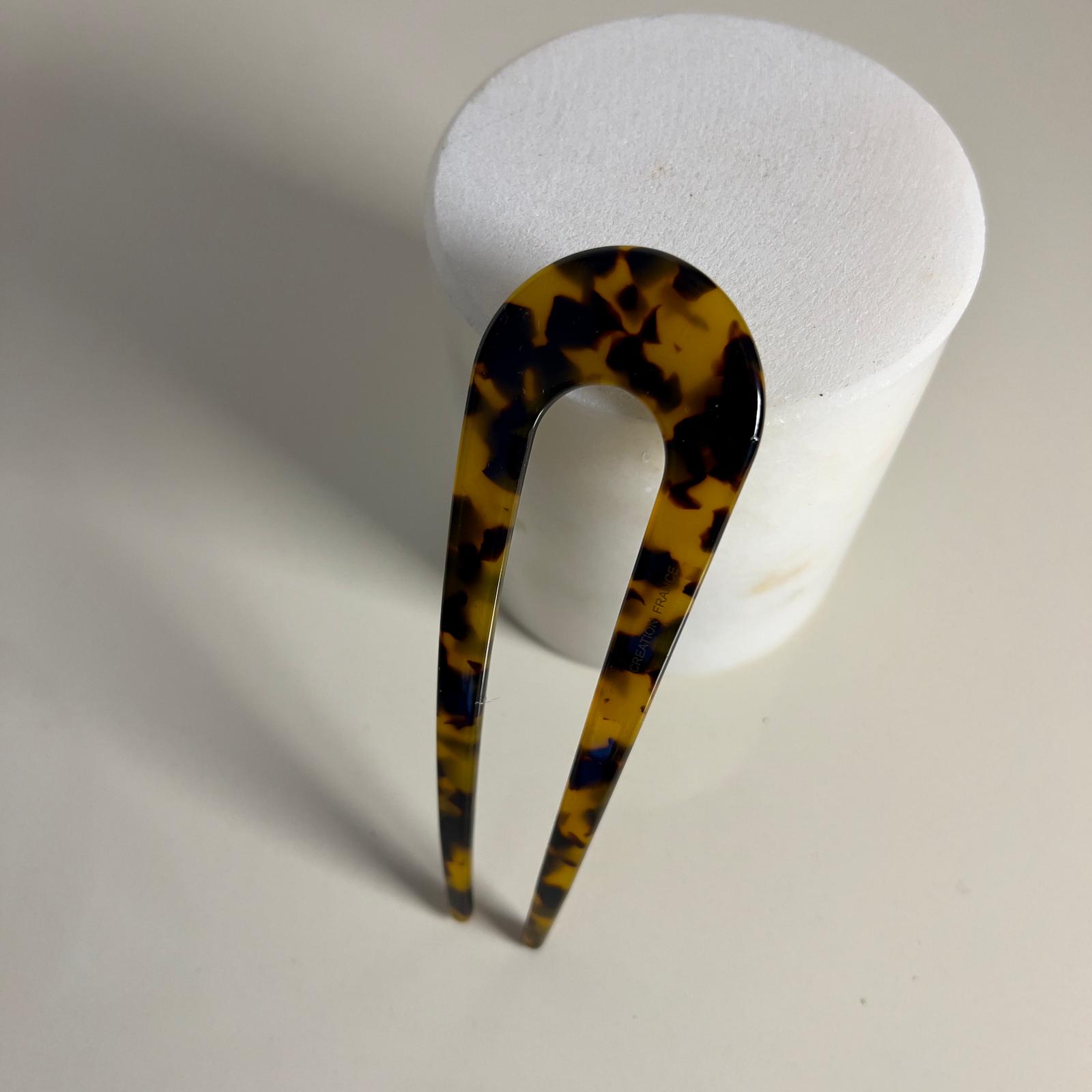 French Pin Hair Pin  - Kahve Leopar