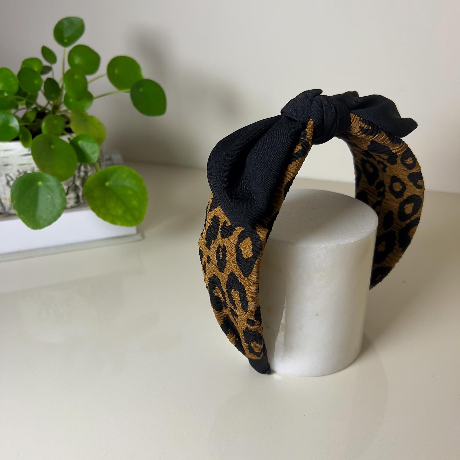 LEOPARD KNOT BOW HEADBAND