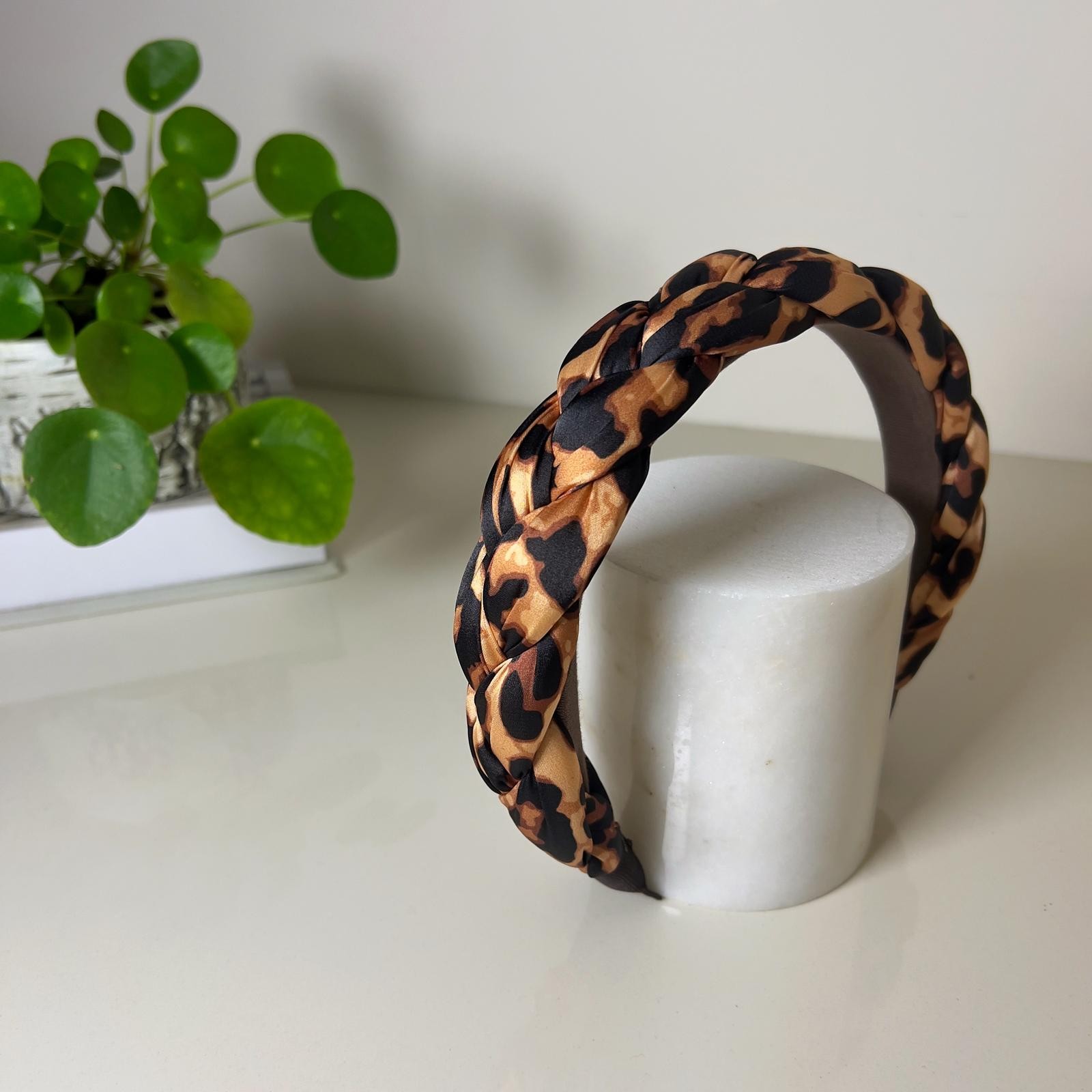 BRAID LEOPARD HEADBAND - Kahverengi