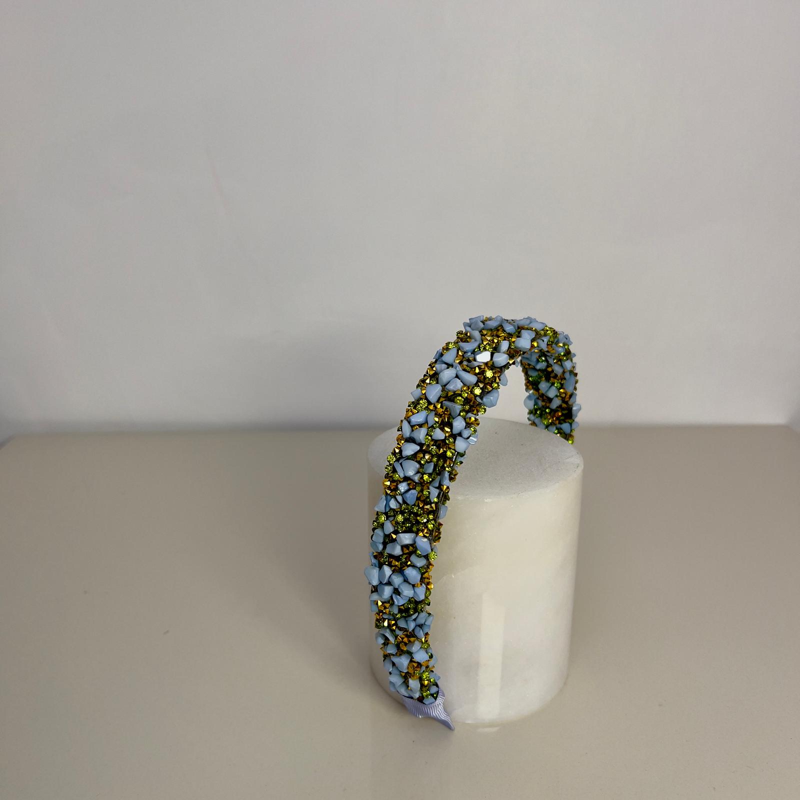 Çakıl Taş Taç  - Mavi Glitter