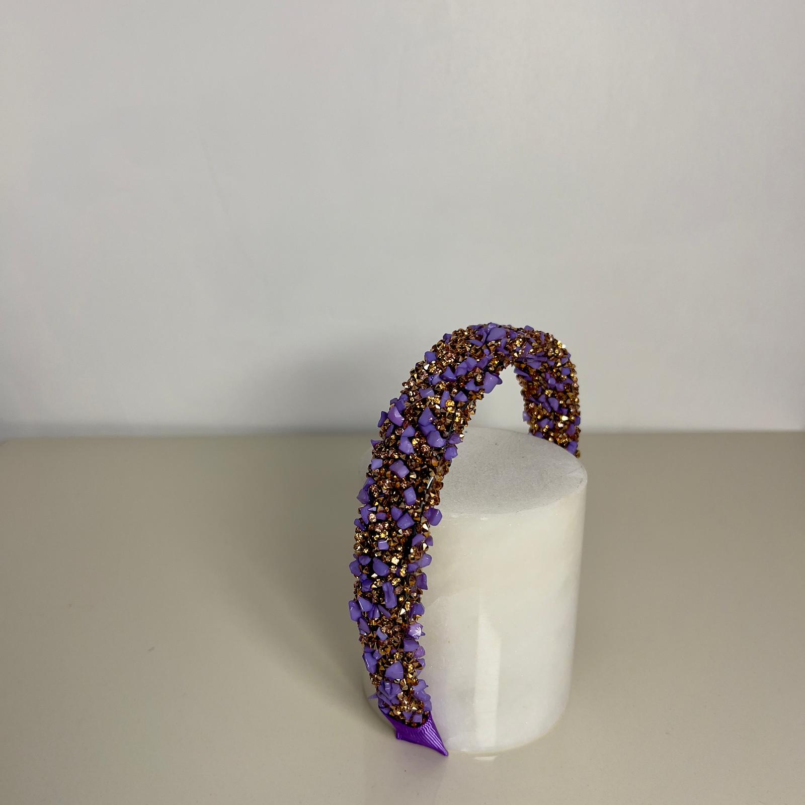 Çakıl Taş Taç  - Mor Glitter