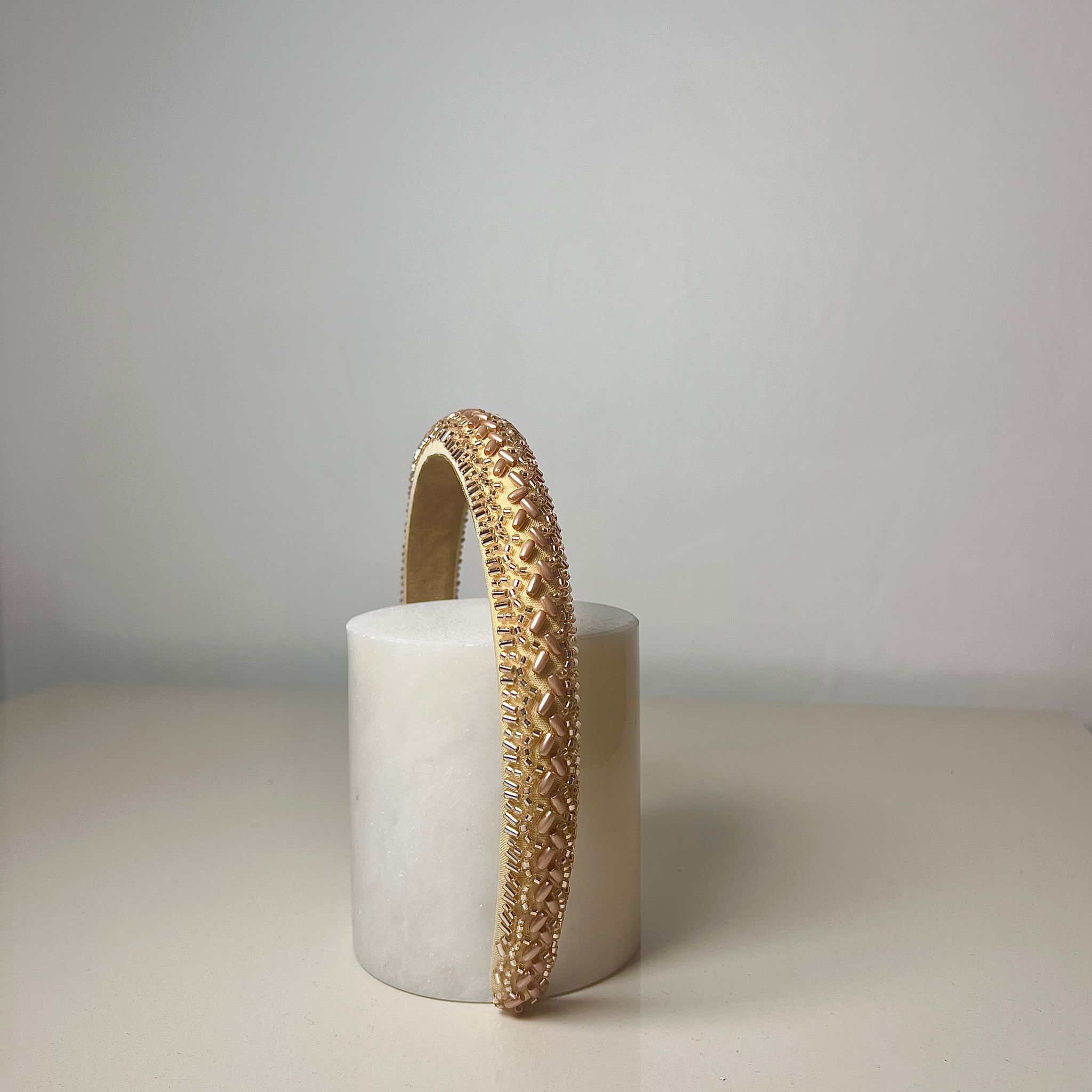 Rice Pearl Headband - Gold