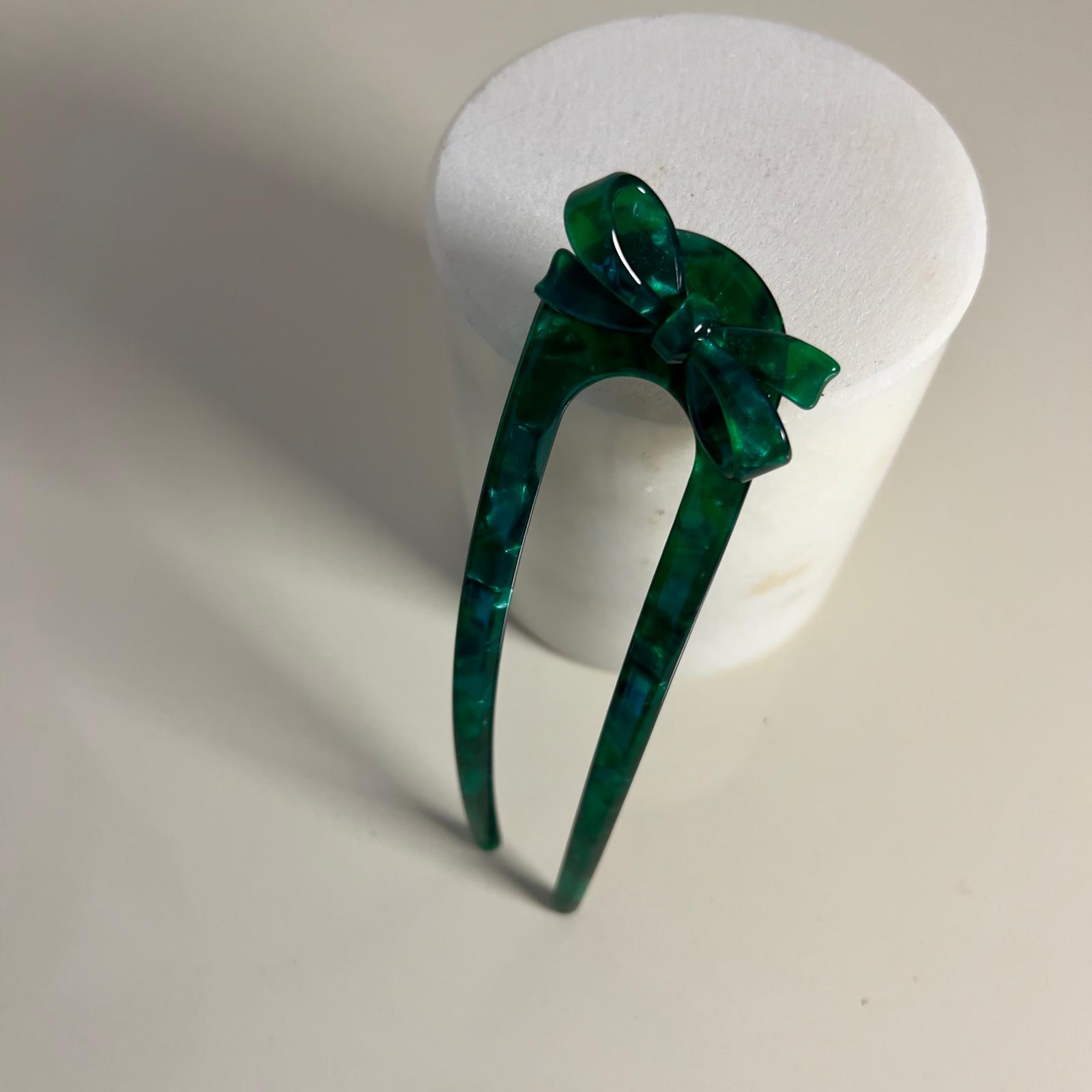 French Pin with Bow Hair Pin - Yeşil