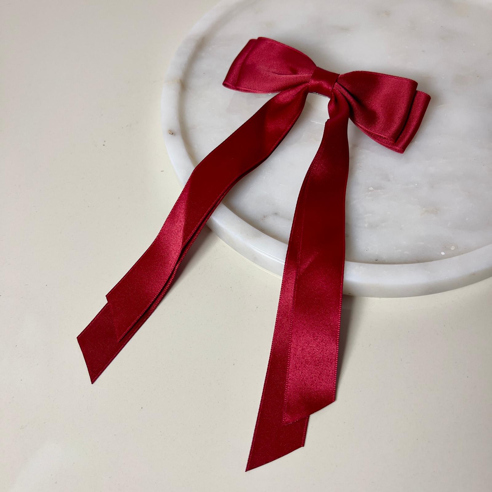 Slim Fiyonk Hair Clips - Bordo