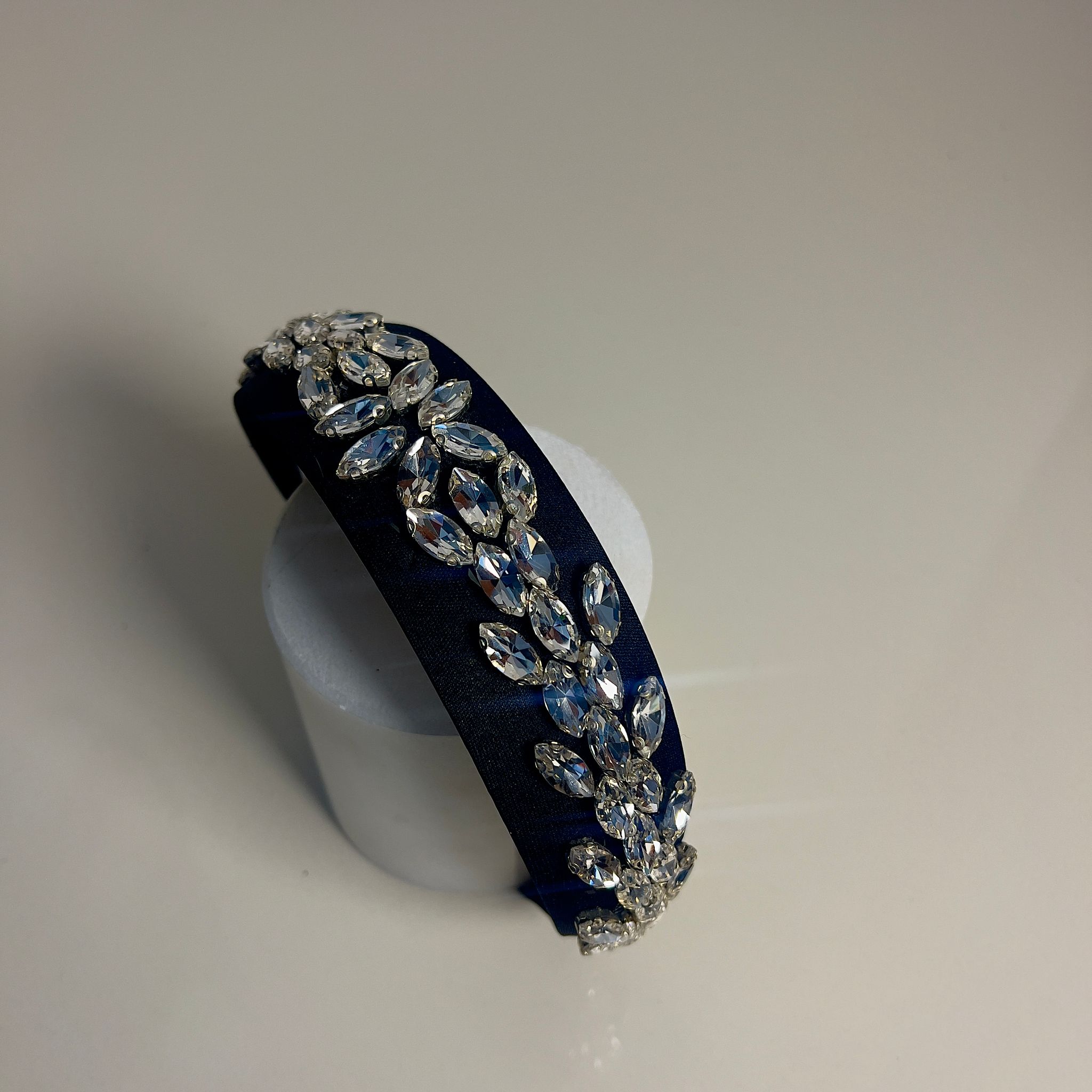 Swarovski Flower Headband - Siyah - Beyaz