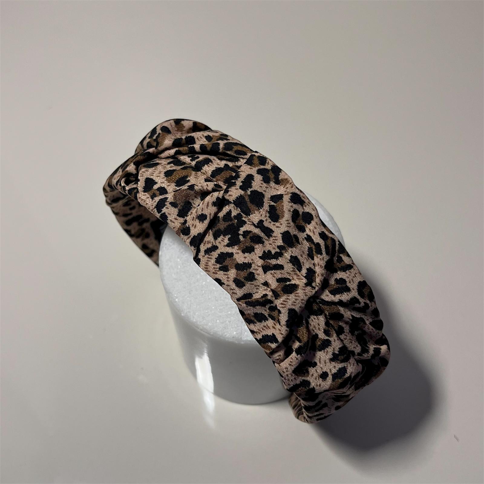 LEOPARD MEDIUM HEADBAND - Krem Leopar