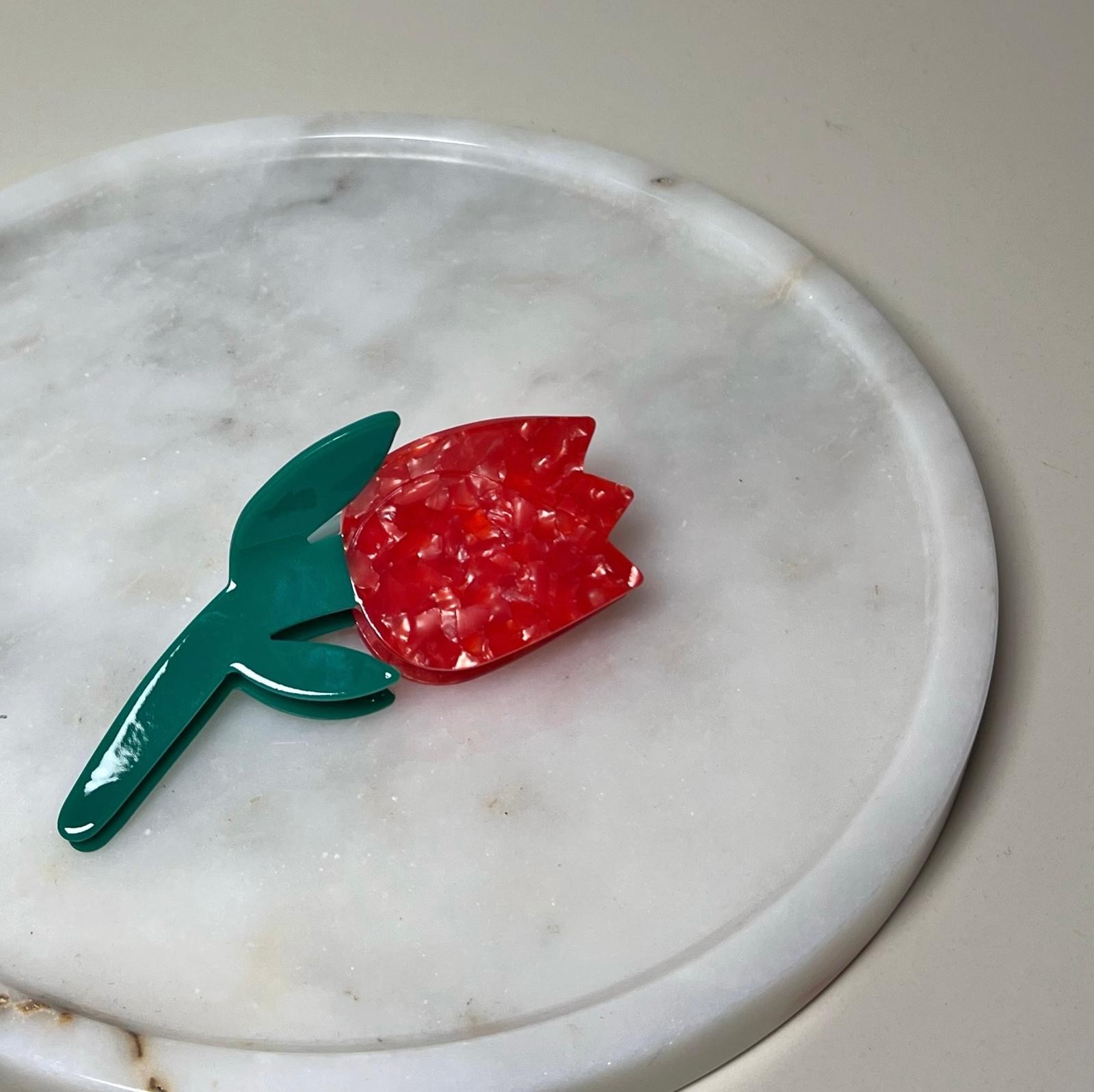 Red Tulip Hair Clip 