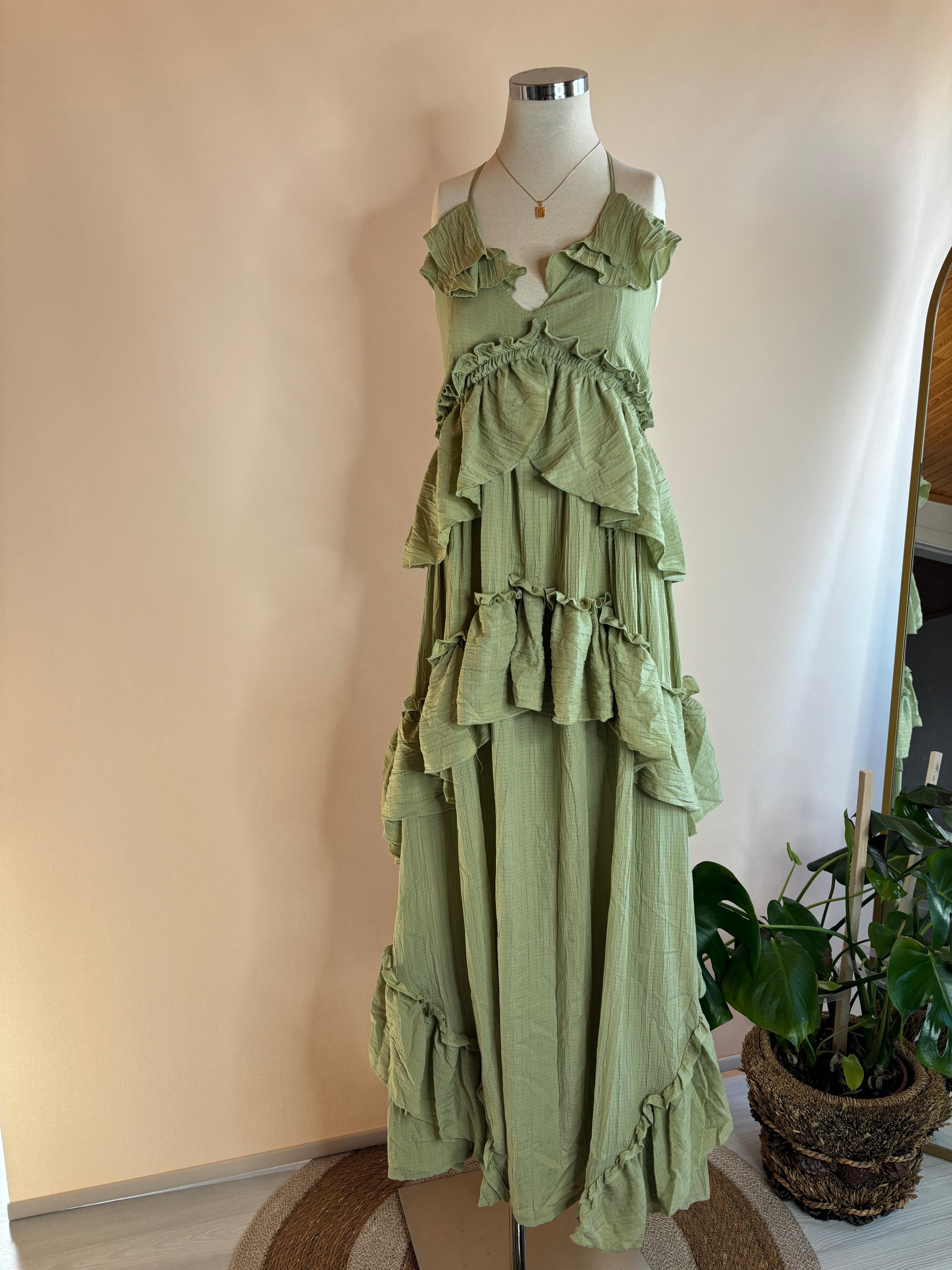 Mint Yeşili Boho Elbise 