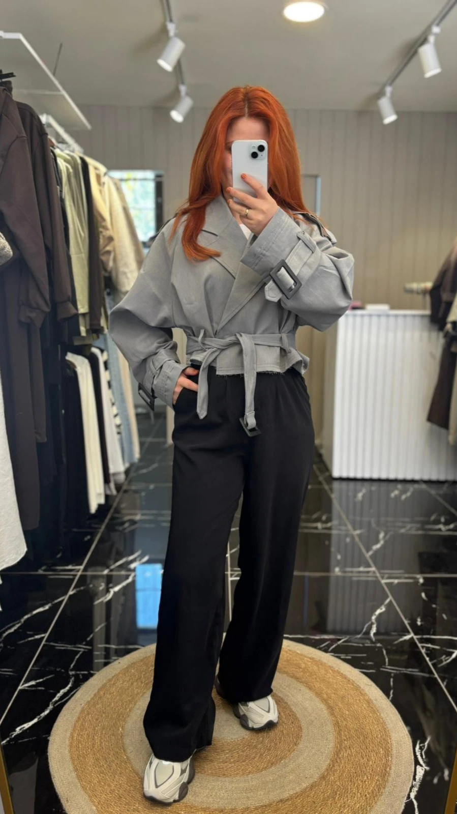 Antrasit Kısa Trençkot