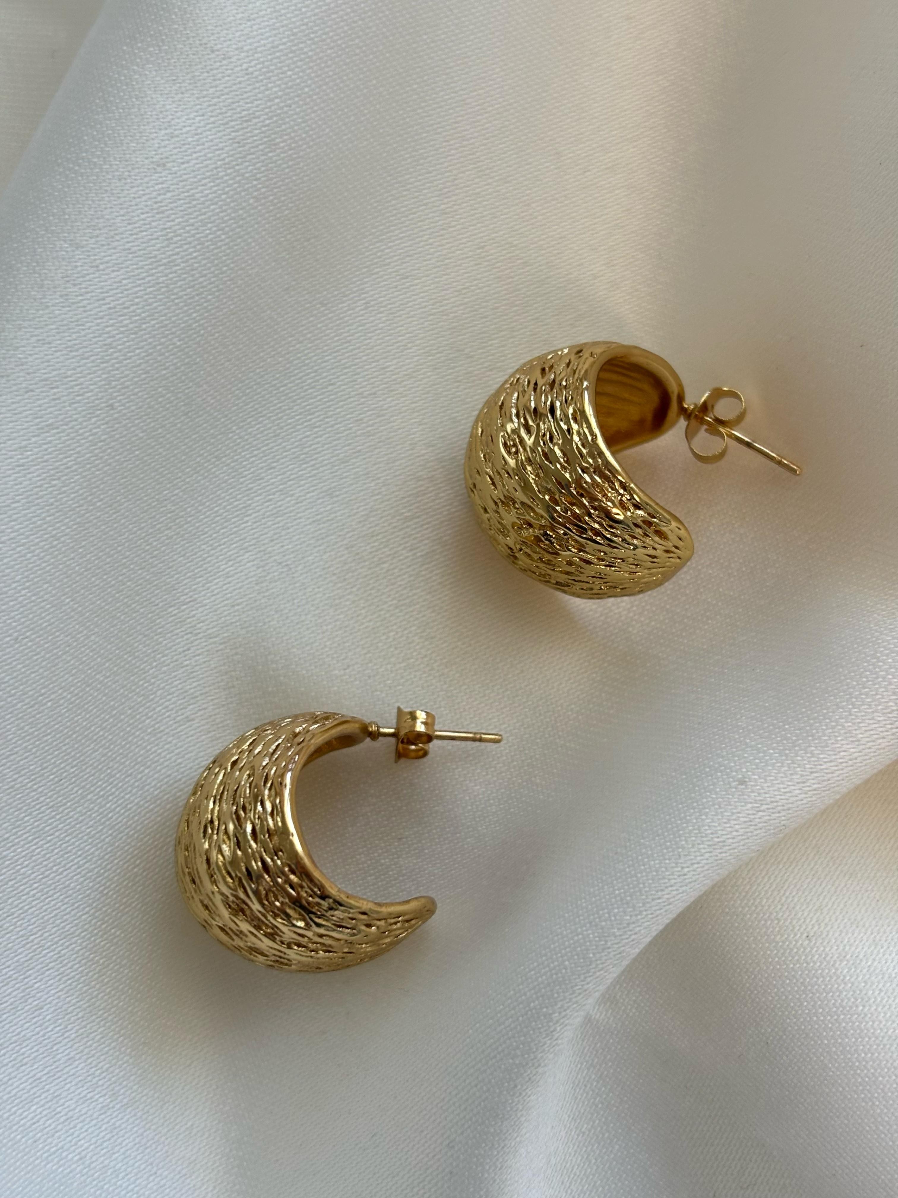 Luna Altın Dokulu Küpe
