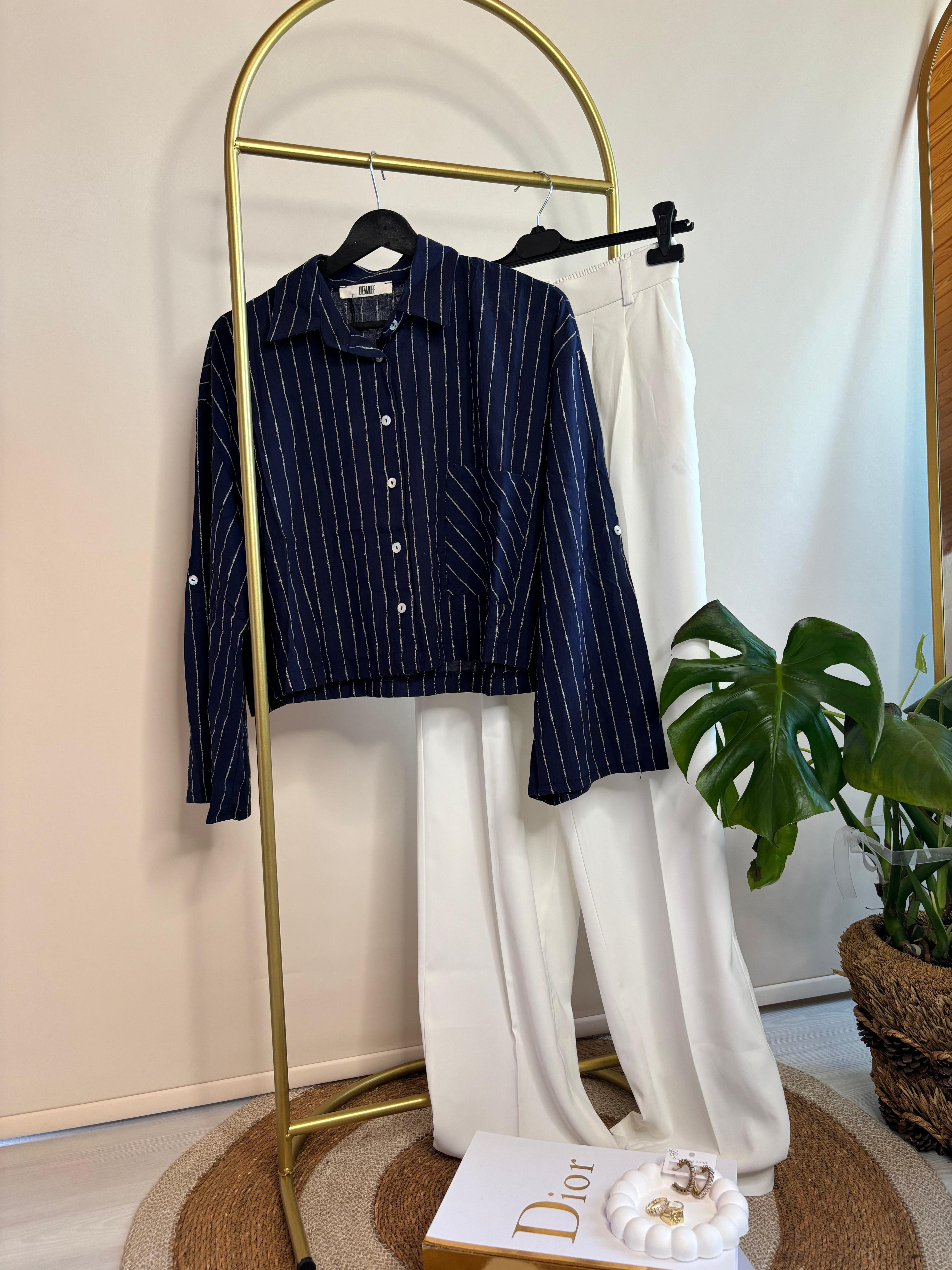Çizgili Oversize Şıklık 