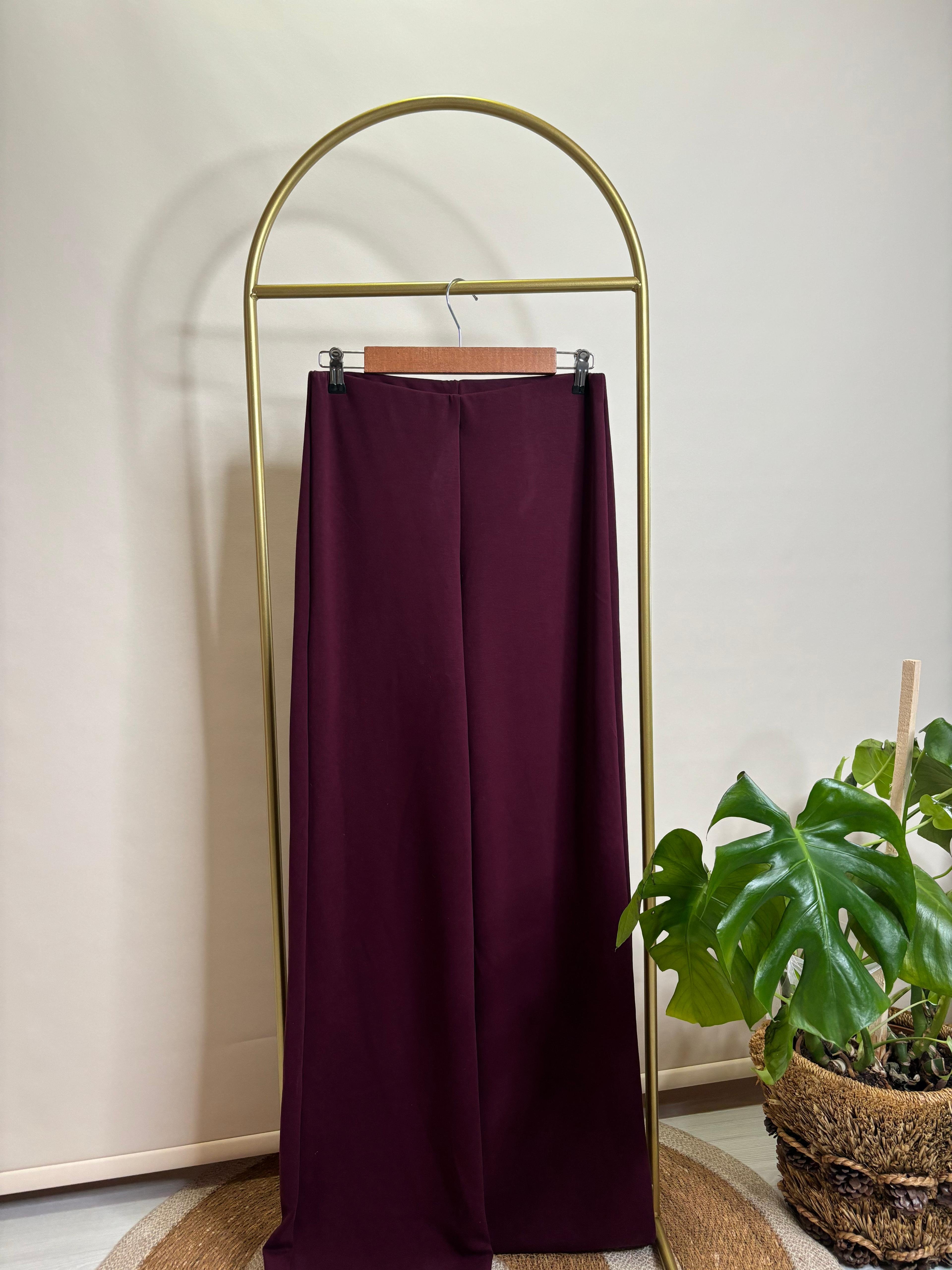 Oysho Yüksek Bel Bol Paça Kadın Pantolon – Rahat ve Şık Günlük Stil - Bordo