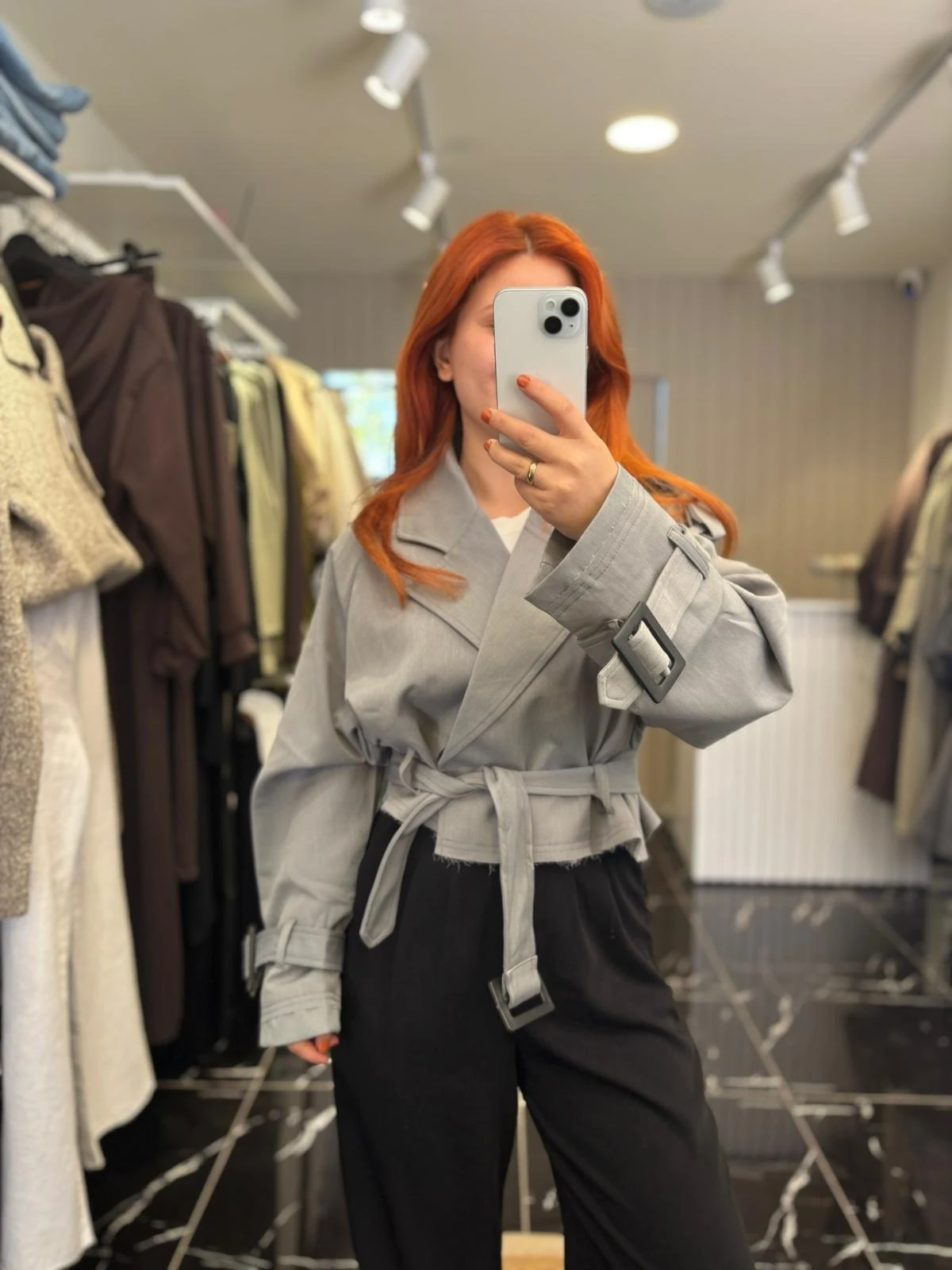 Antrasit Kısa Trençkot