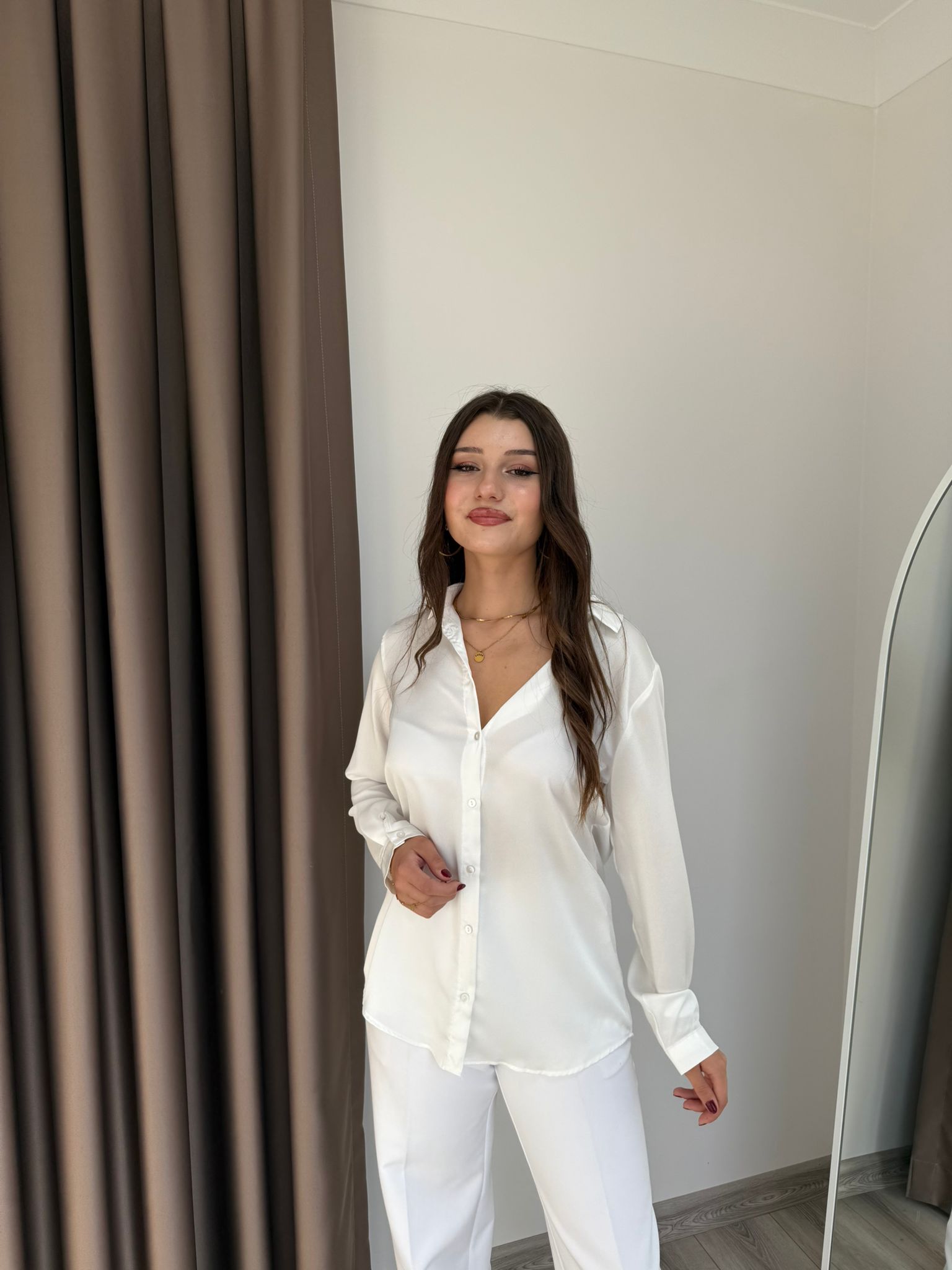 SATEN GÖMLEK - Beyaz