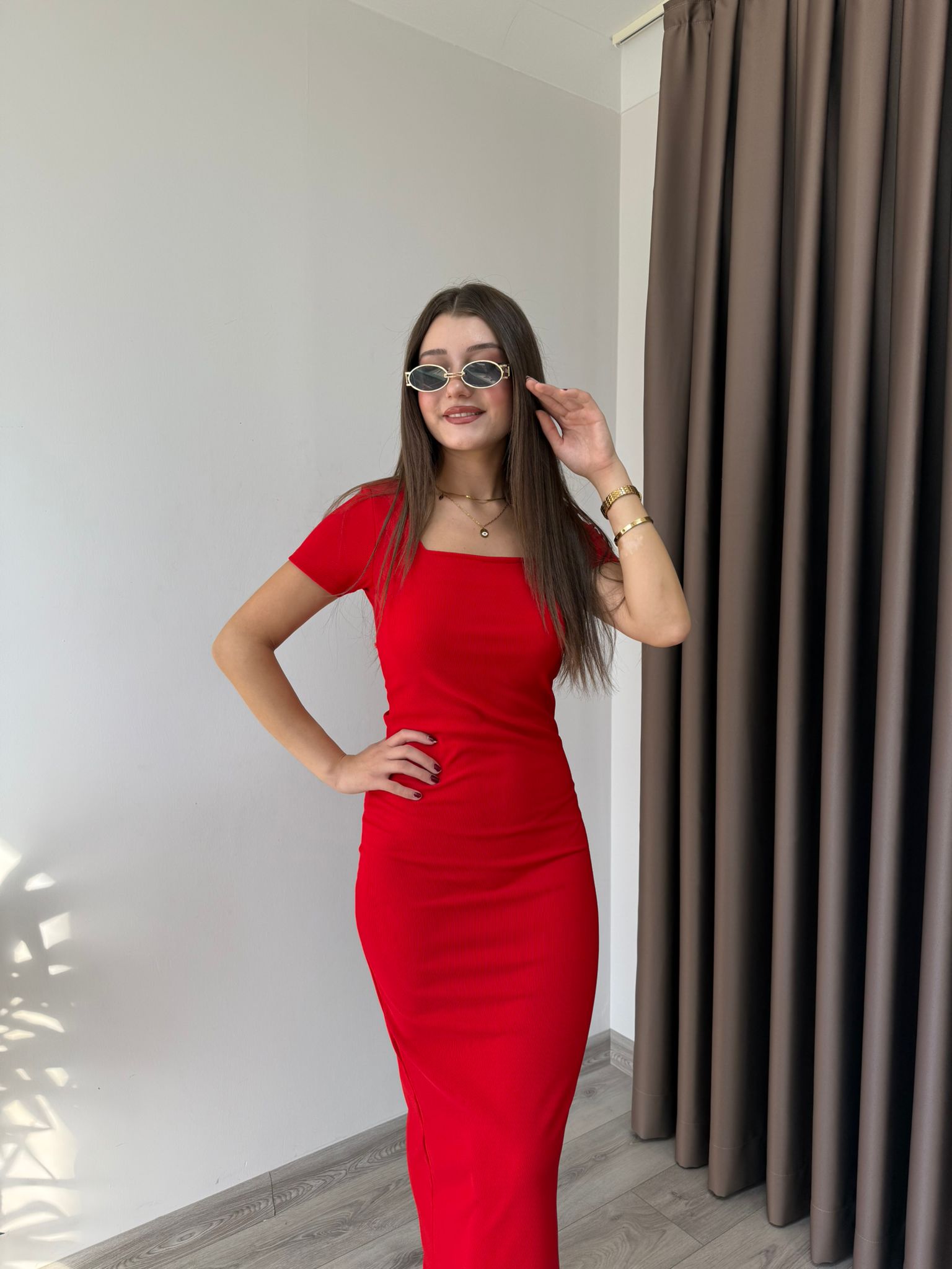 KAŞKORSE UZUN ELBİSE - Kırmızı