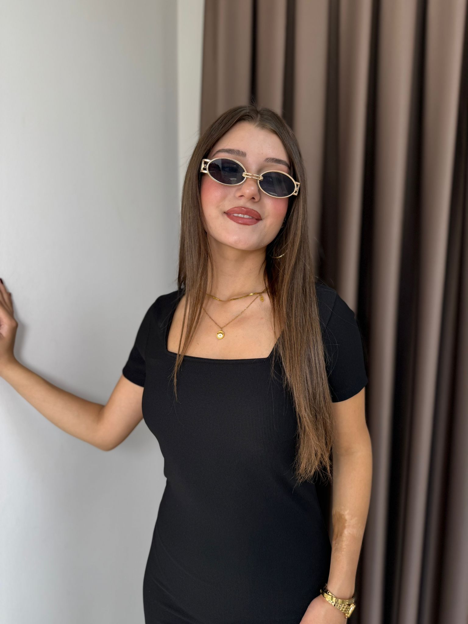 KAŞKORSE UZUN ELBİSE - Siyah