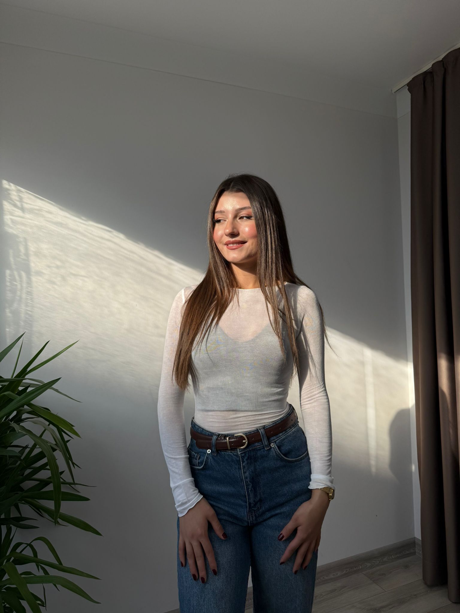 TRANSPARAN KAYIK YAKA BLUZ - Beyaz