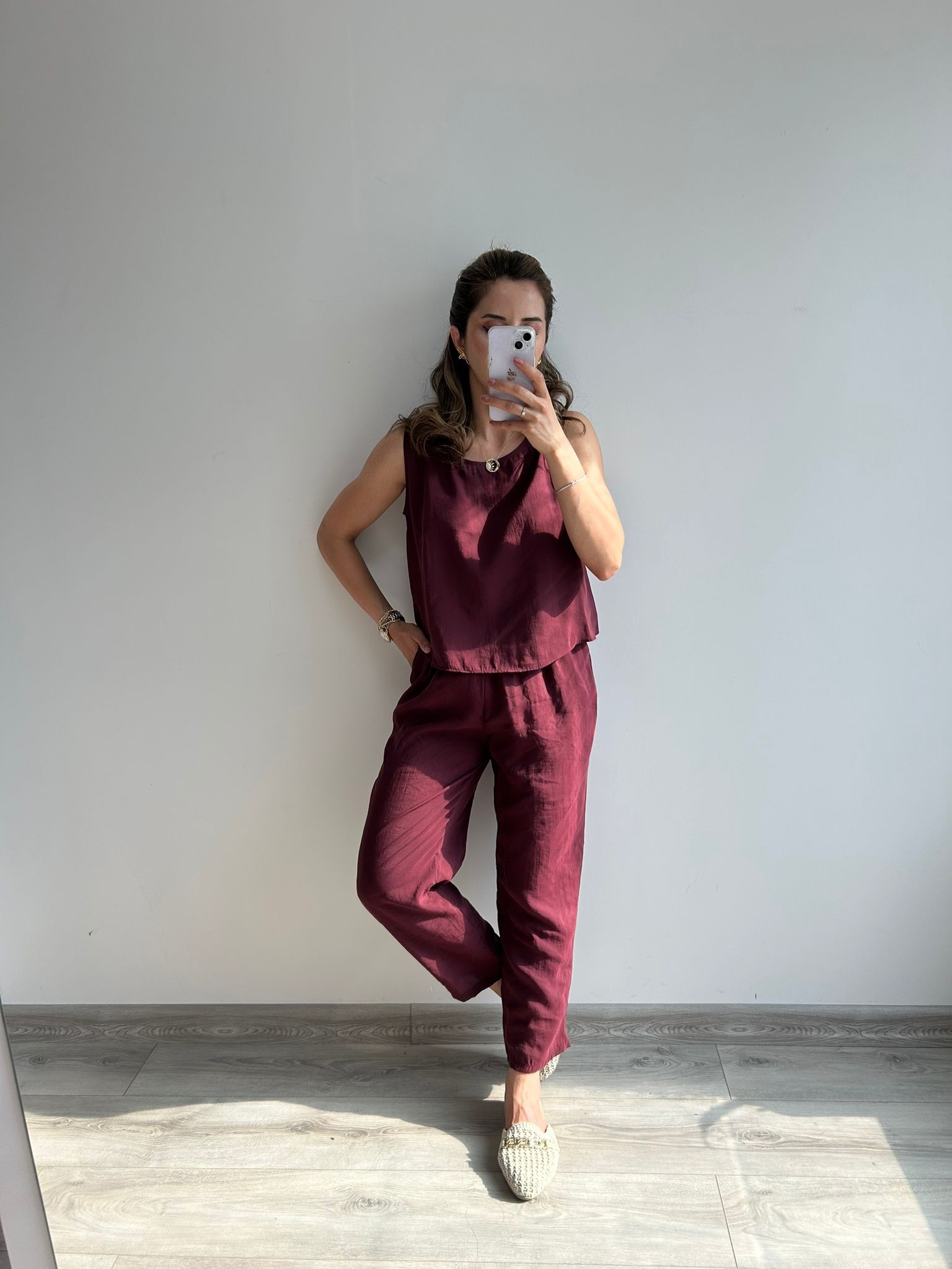 MİDİ BLUZ PANTOLON TAKIM - Bordo
