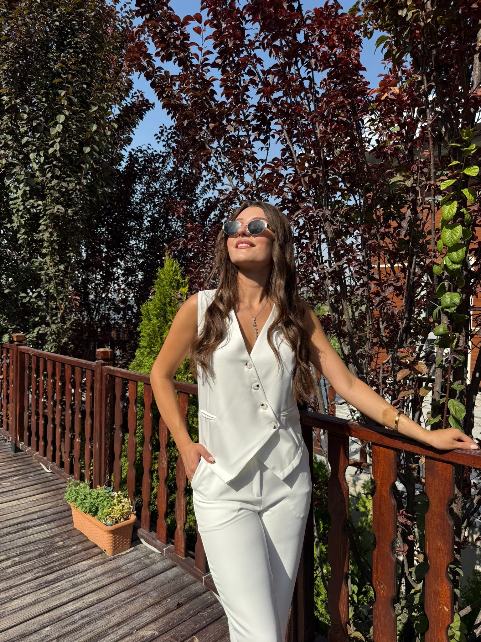 YELEK PANTOLON TAKIM - Beyaz