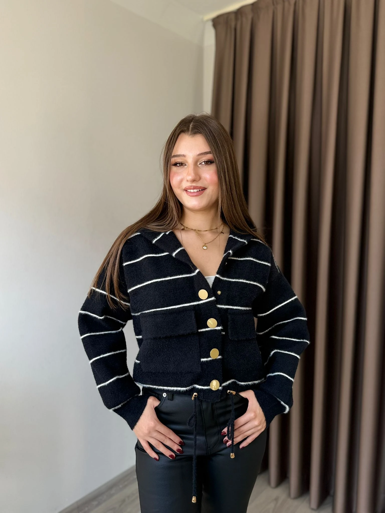 Angora Çizğili Hırka