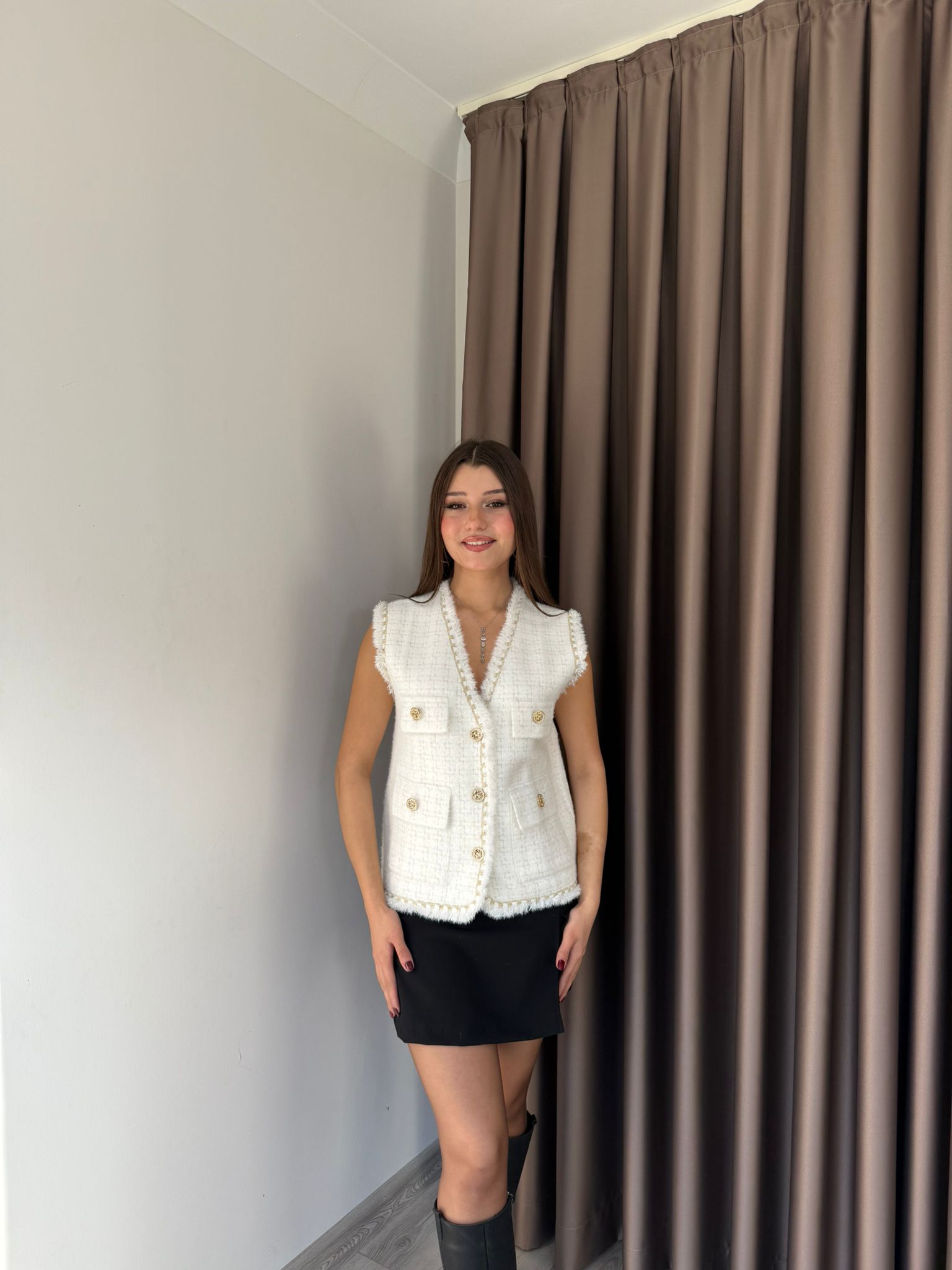 ANGORA DÜĞMELİ YELEK
