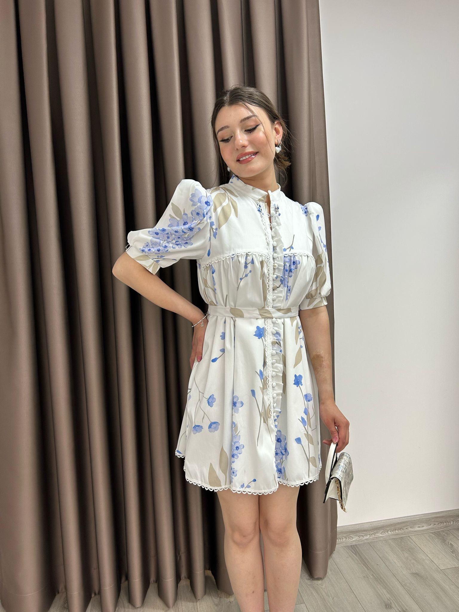 Poplin Desenli Elbise