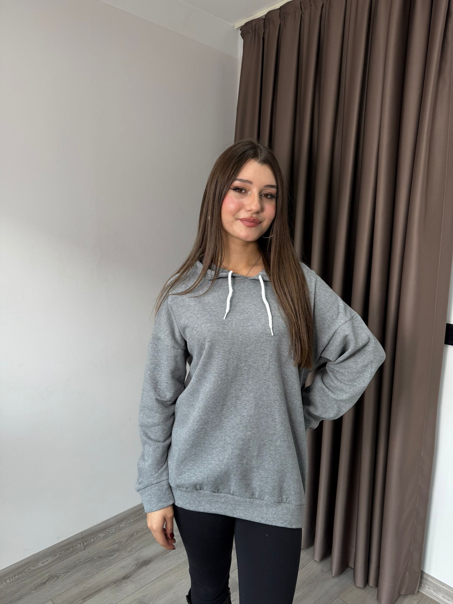 KAPİŞONLU SWEATSHİRT - Gri