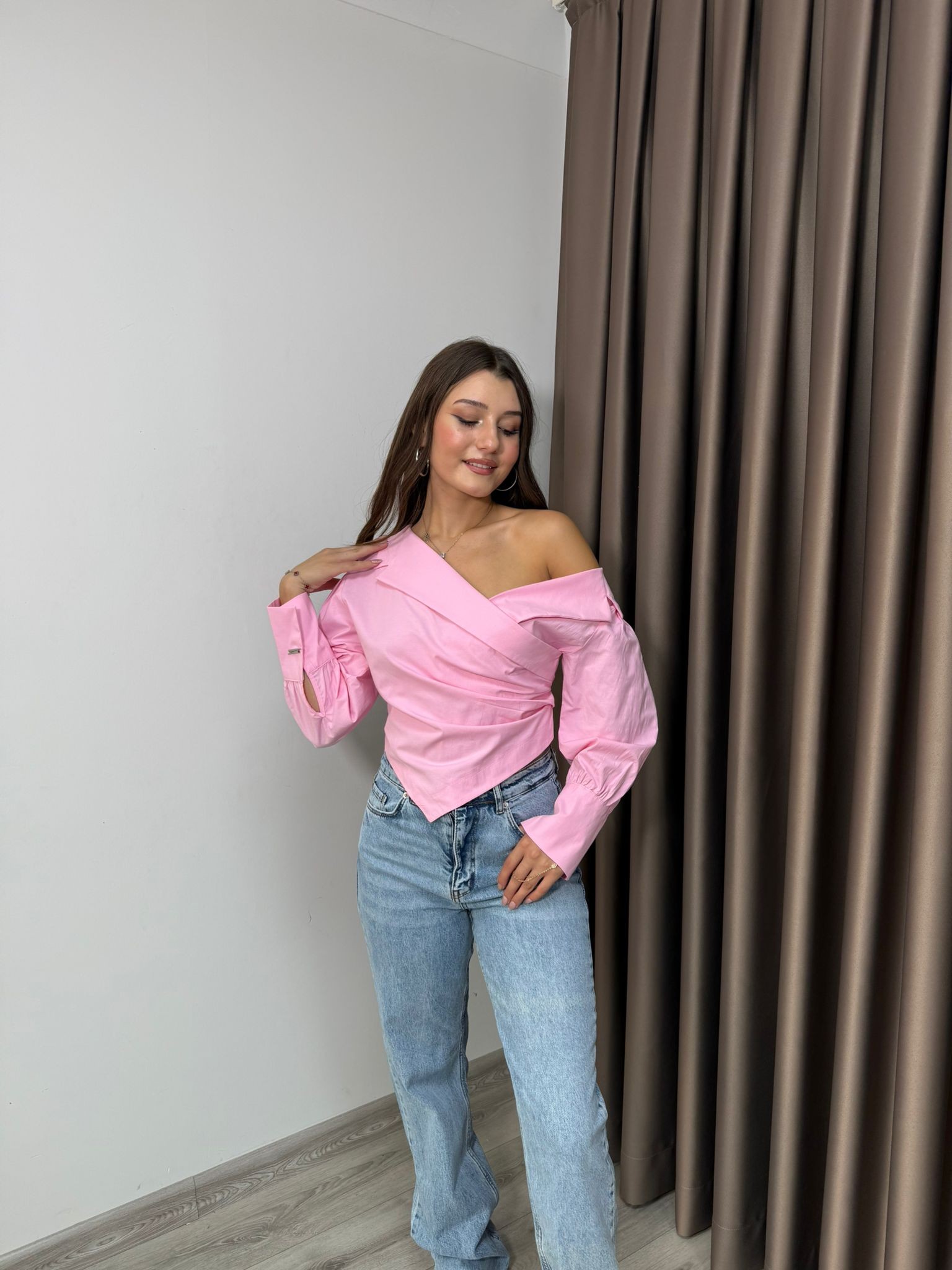 TASARIM POPLİN GÖMLEK - Pembe