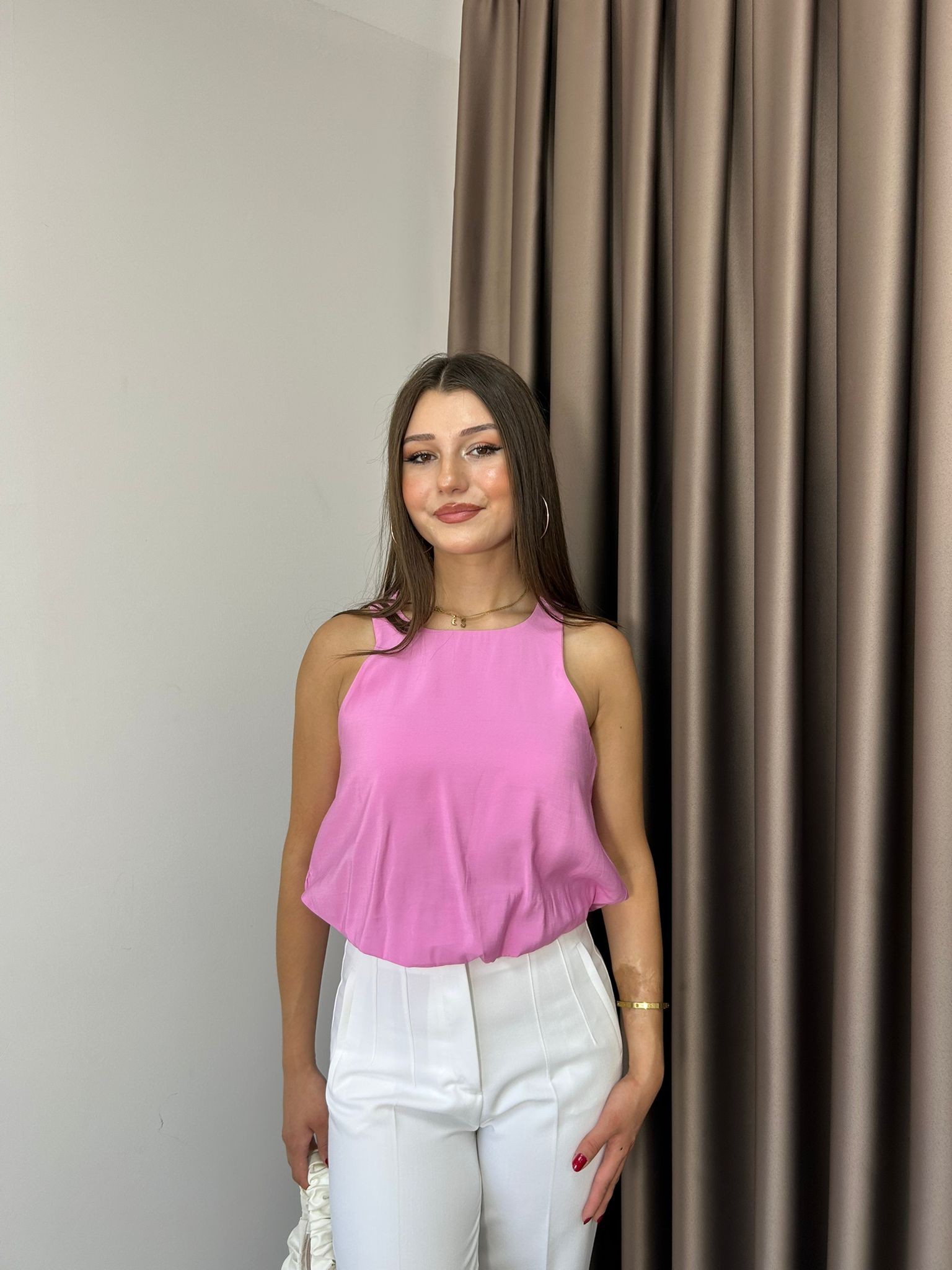 TENSEL BALON BLUZ - Pembe