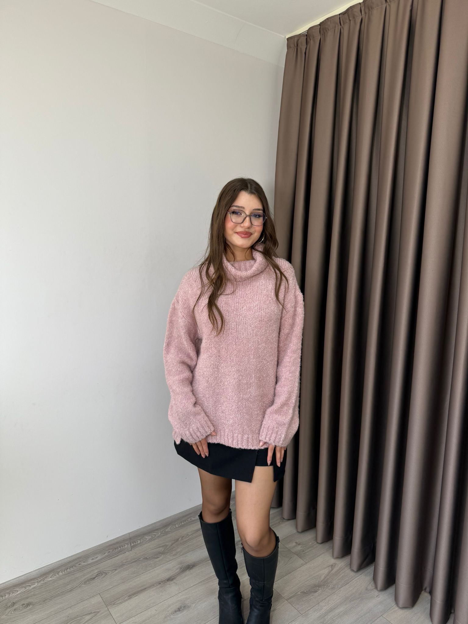 BOĞAZLI SALAŞ KAZAK - Pembe