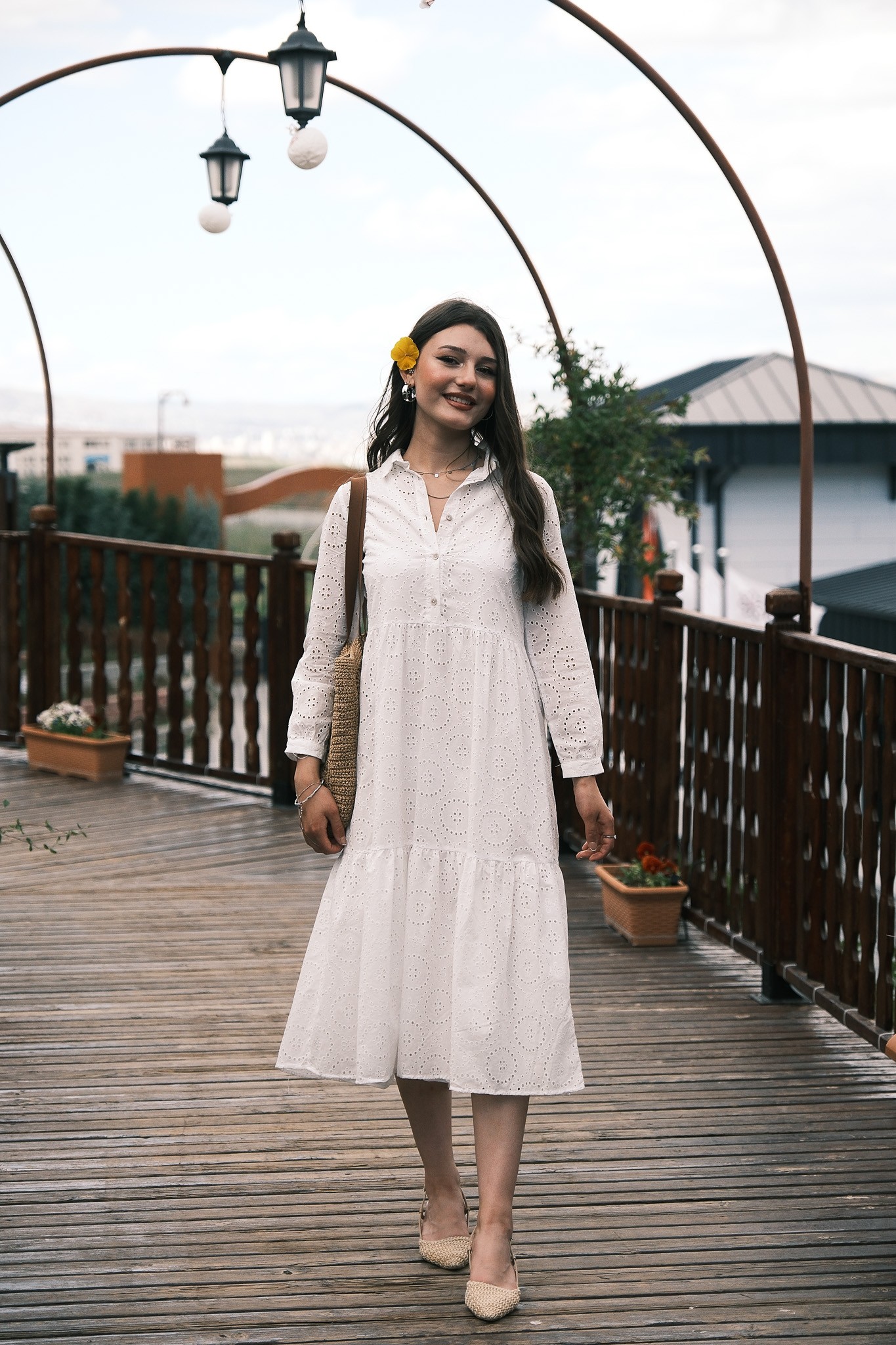 NAKIŞLI ELBİSE - Beyaz