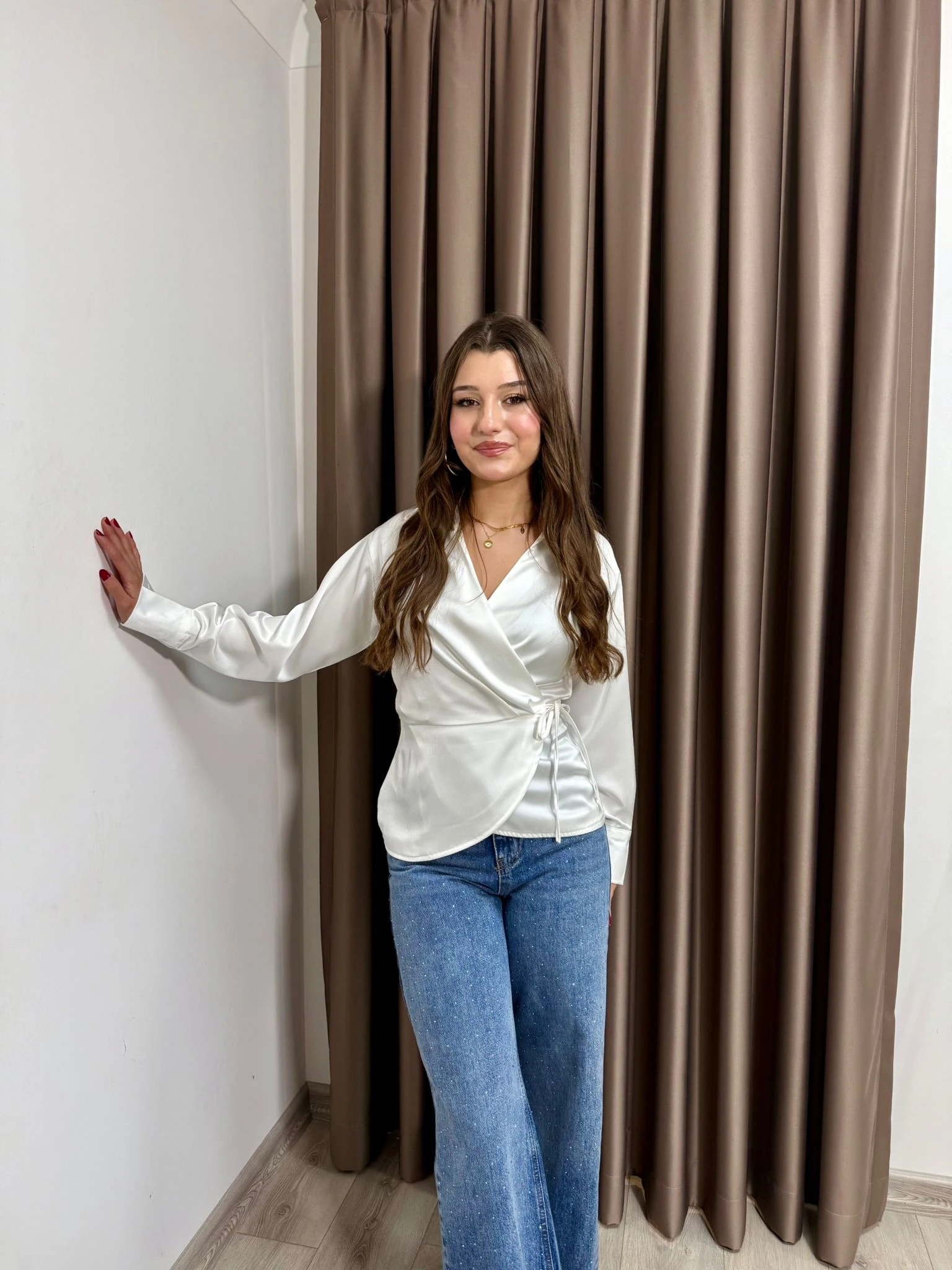 SATEN TASARIM GÖMLEK - Beyaz